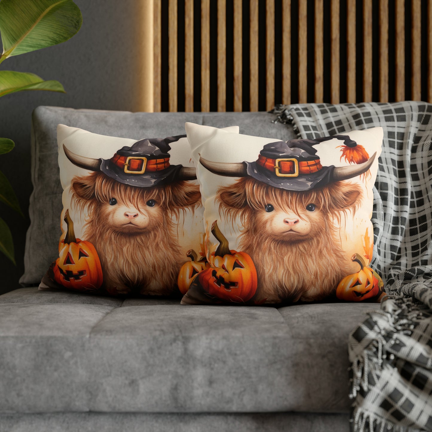 Halloween Highland Cow Pillow Case