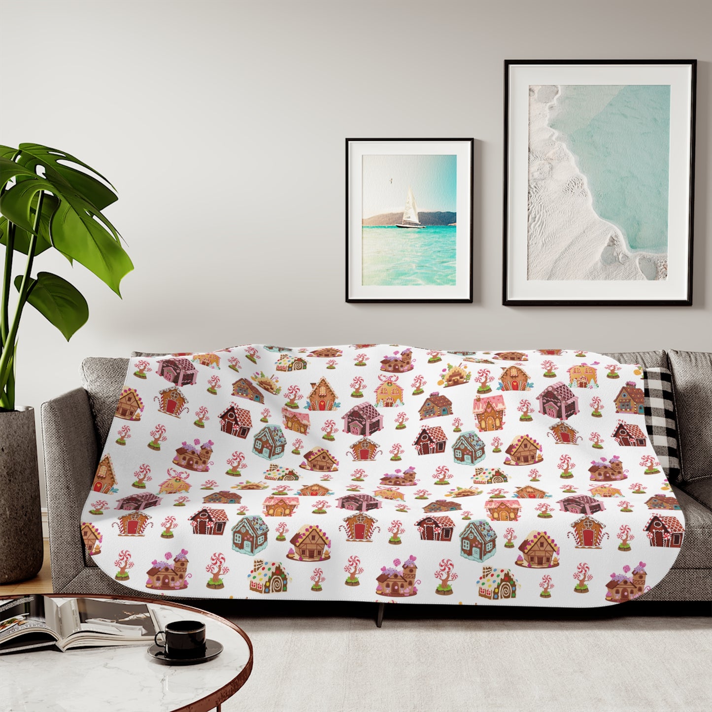 Gingerbread House Sherpa Blanket