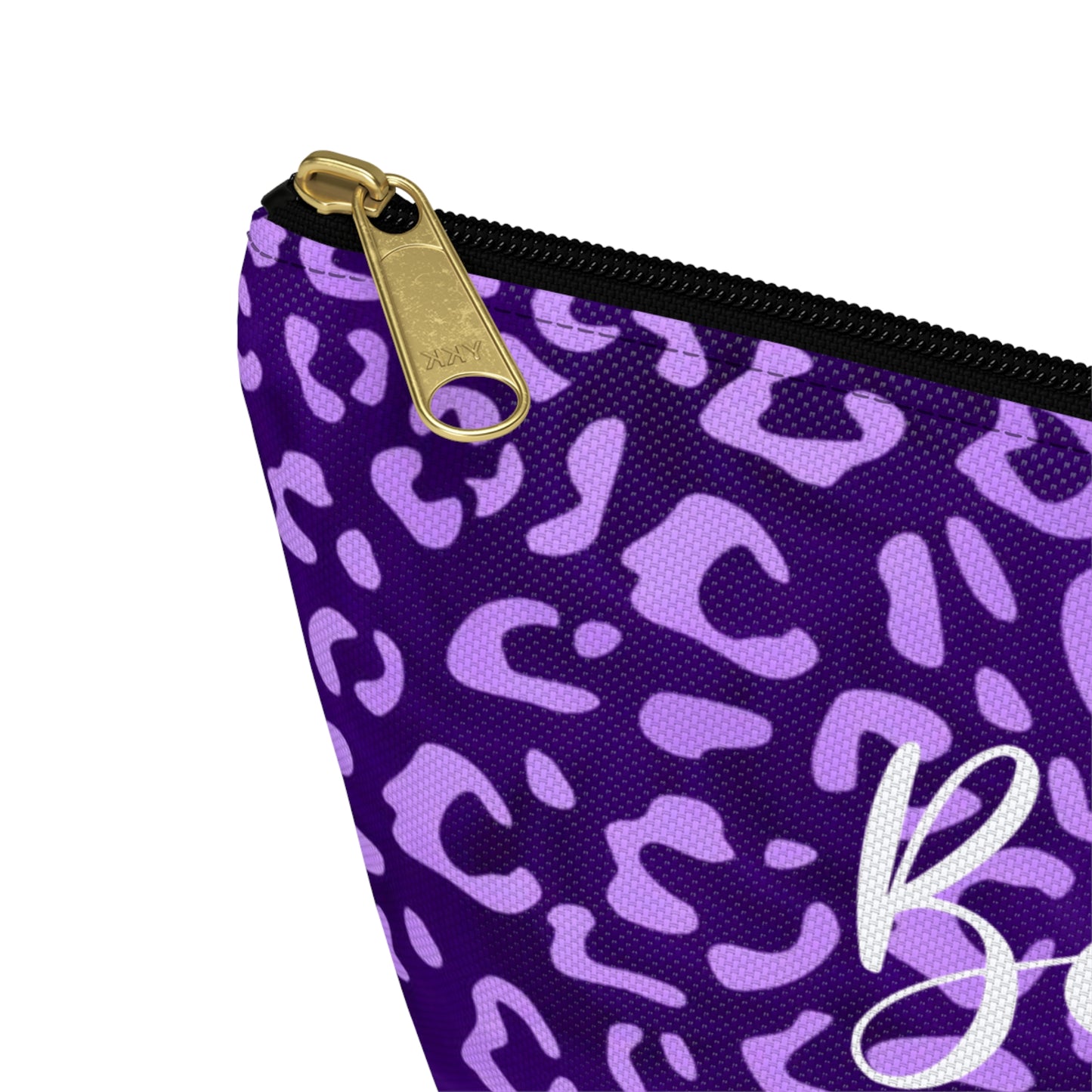 Leopard Print Makeup Bag / Personalized Purple Cosmetic Bag