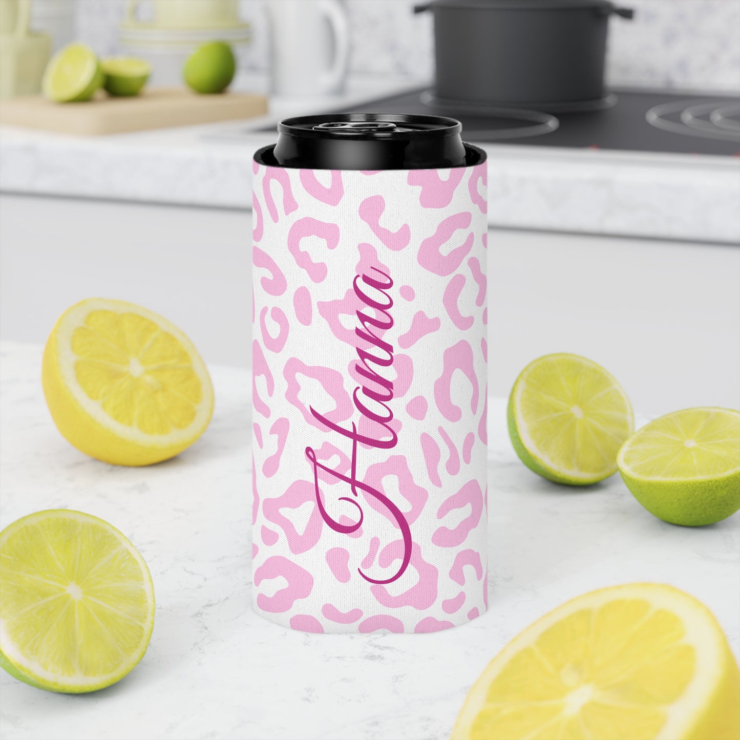 Leopard Print Can Cooler / Personalized Name Koozie