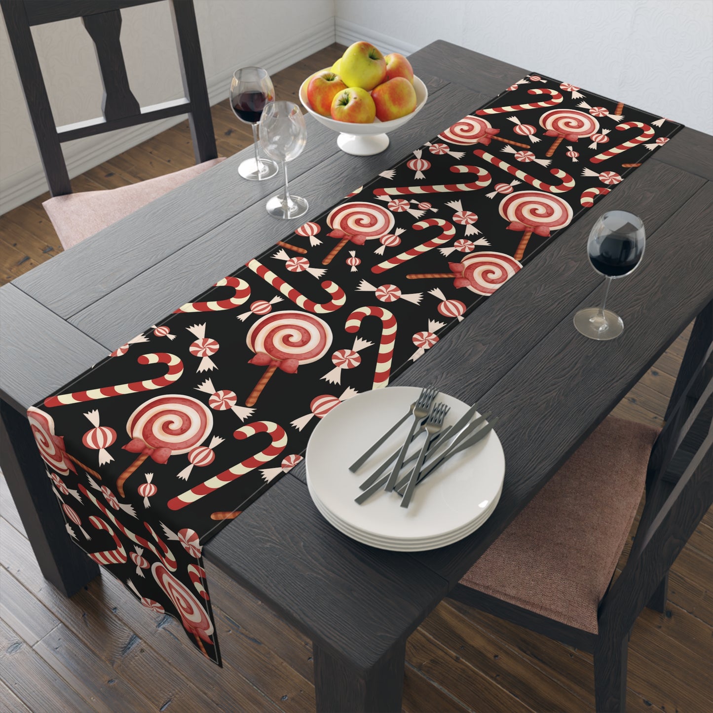Christmas Candy Cane Table Runner