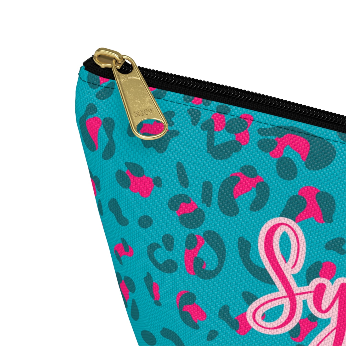 Personalized Blue Leopard Print Makeup Bag