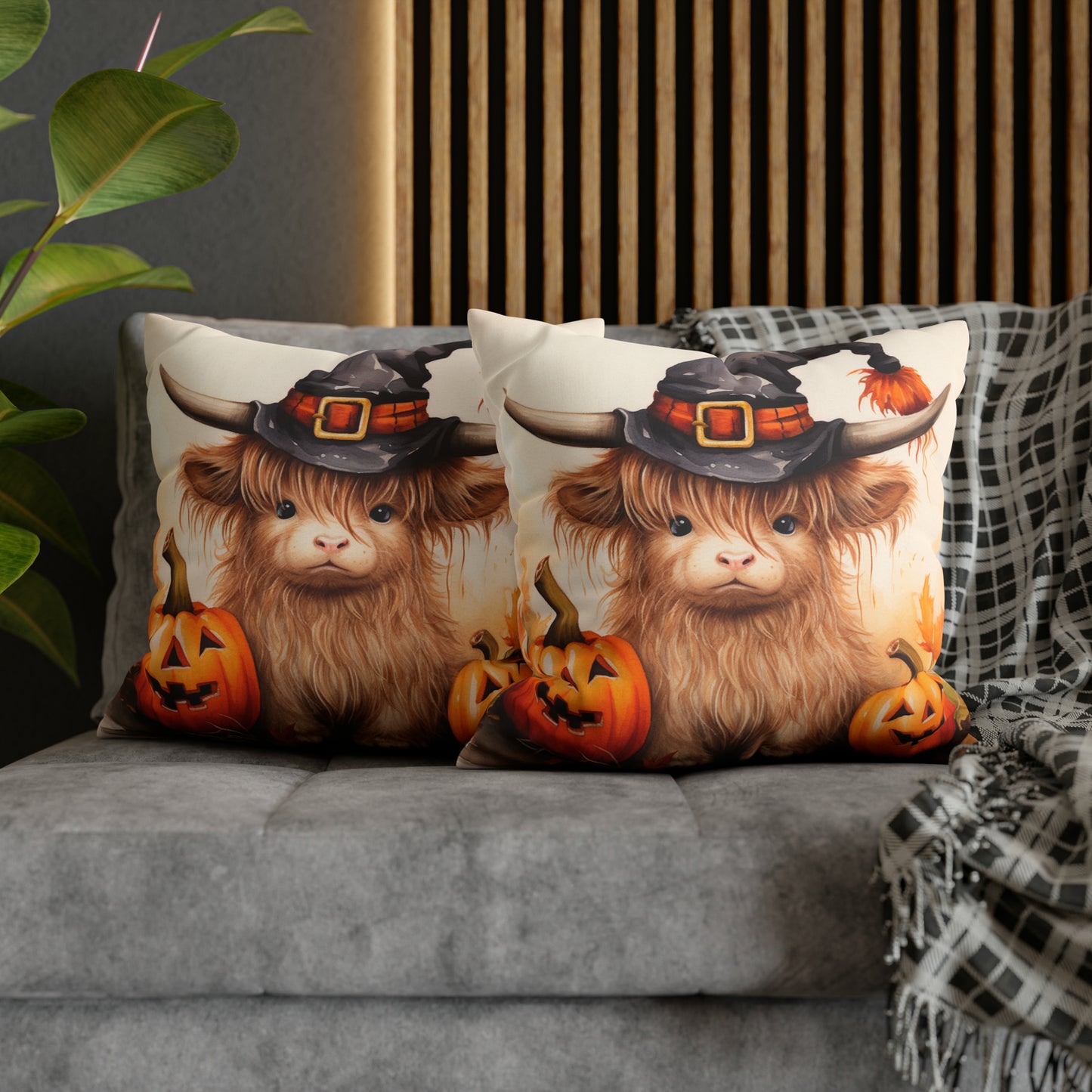 Halloween Highland Cow Pillow Case