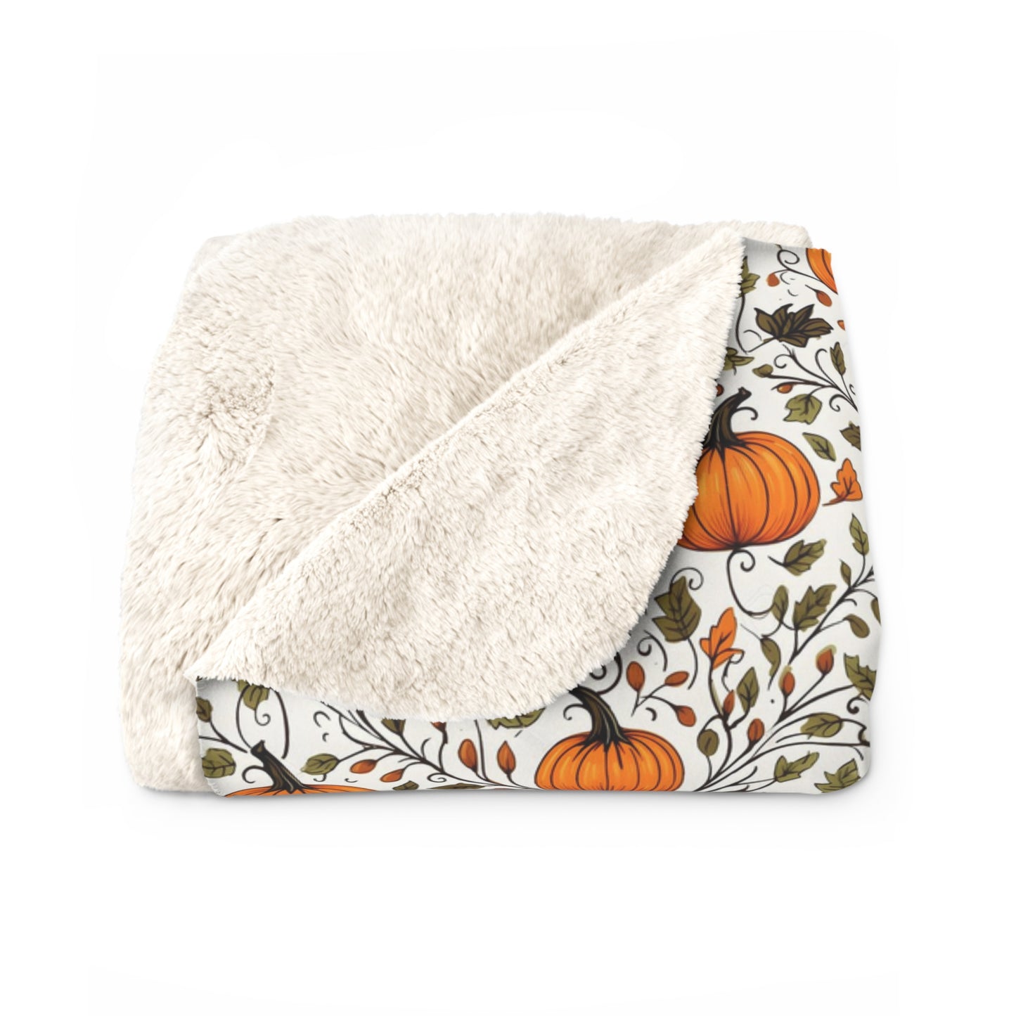 Fall Orange Pumpkin Sherpa Blanket