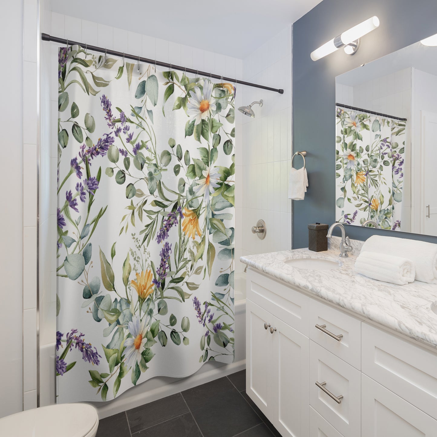 Floral Shower Curtain / Summer Bathroom Decor