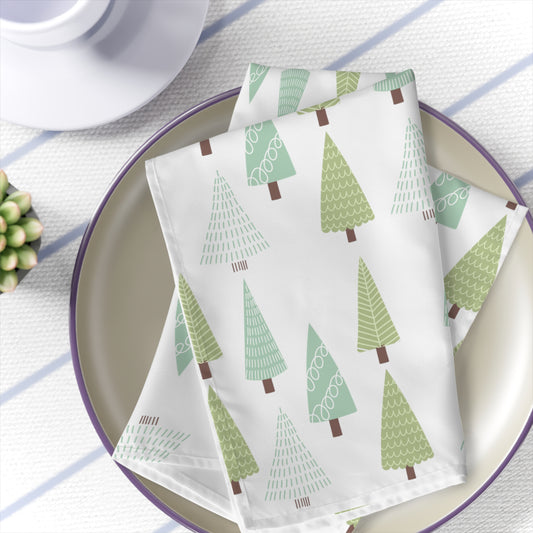 boho christmas tree green cloth napkins in a set of 4
