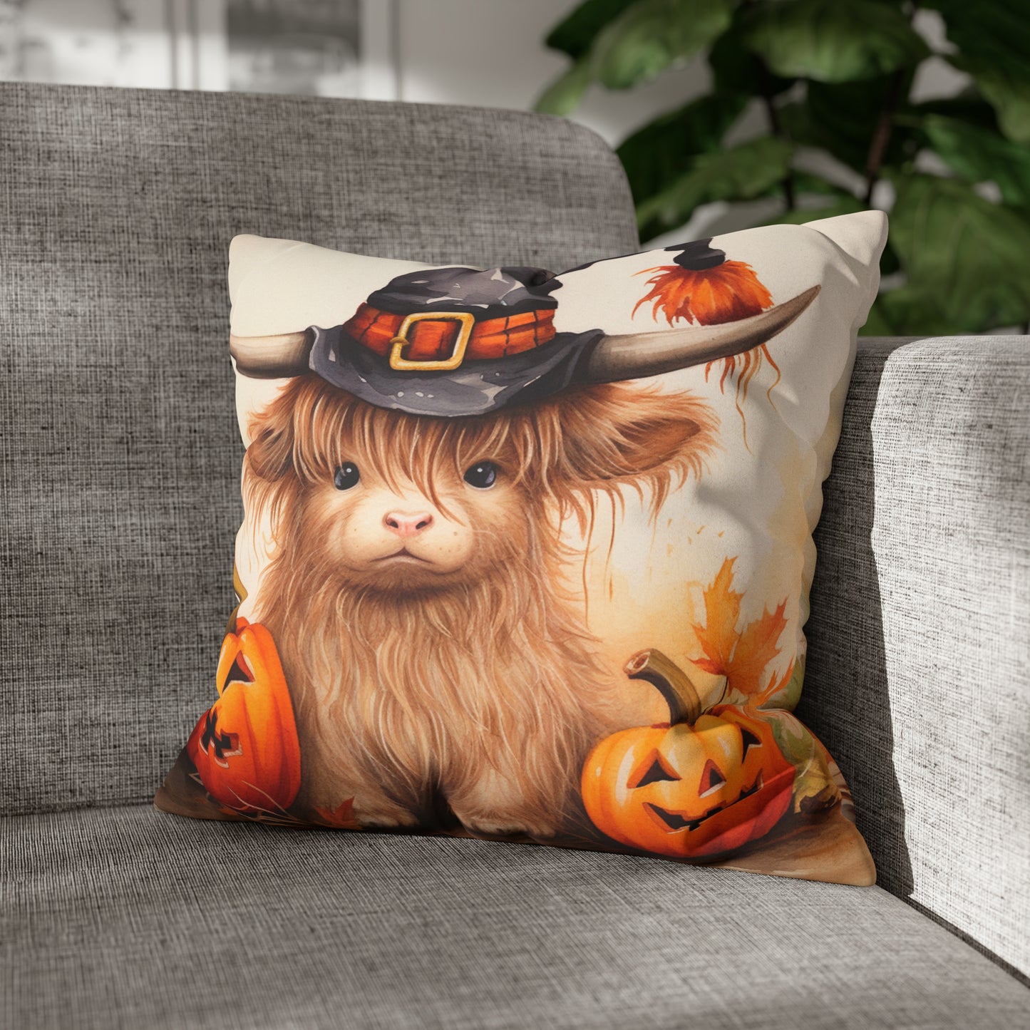 Halloween Highland Cow Pillow Case