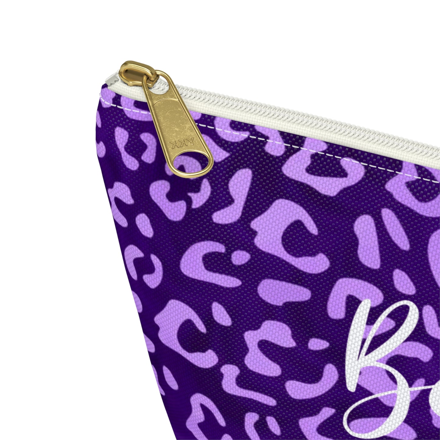Leopard Print Makeup Bag / Personalized Purple Cosmetic Bag