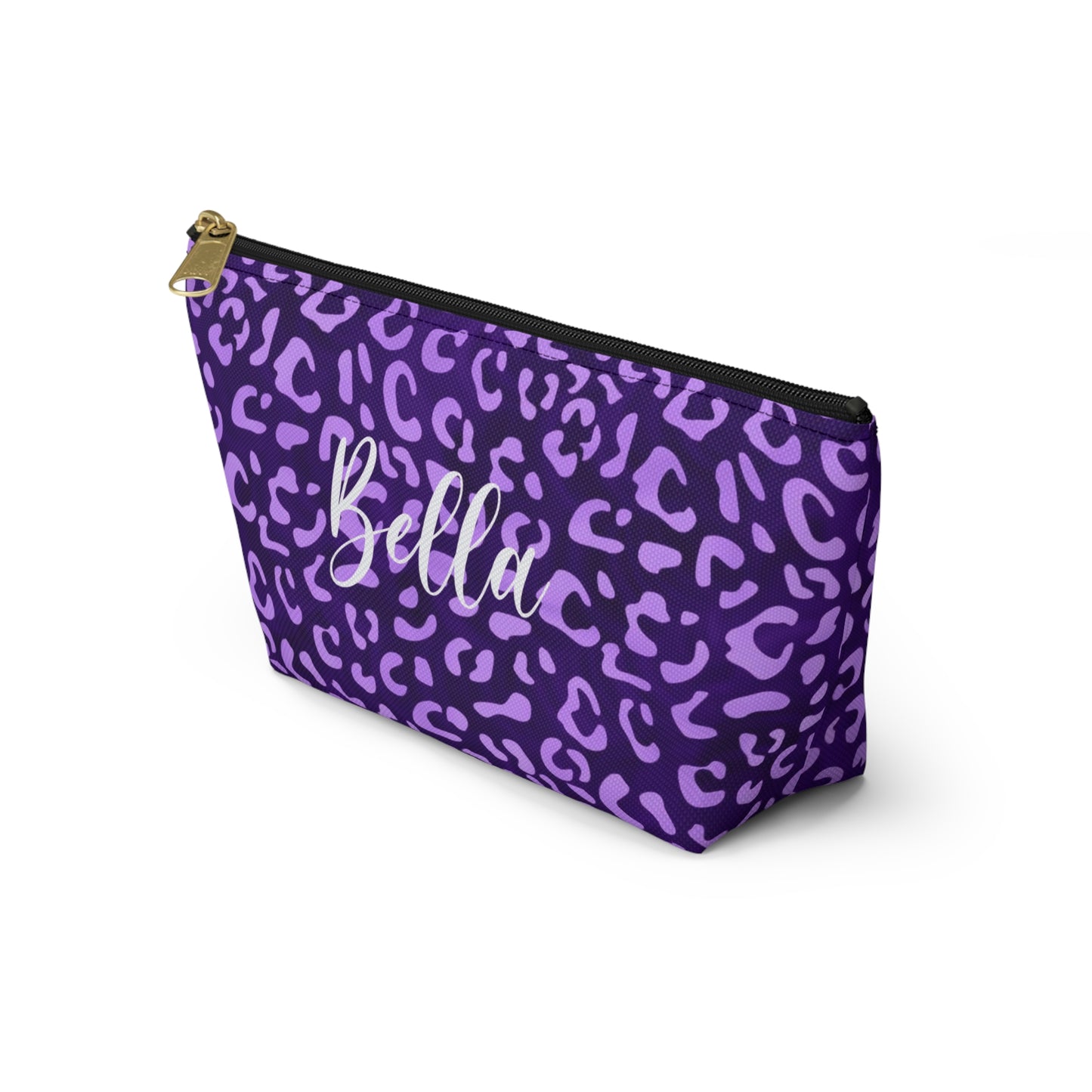 Leopard Print Makeup Bag / Personalized Purple Cosmetic Bag