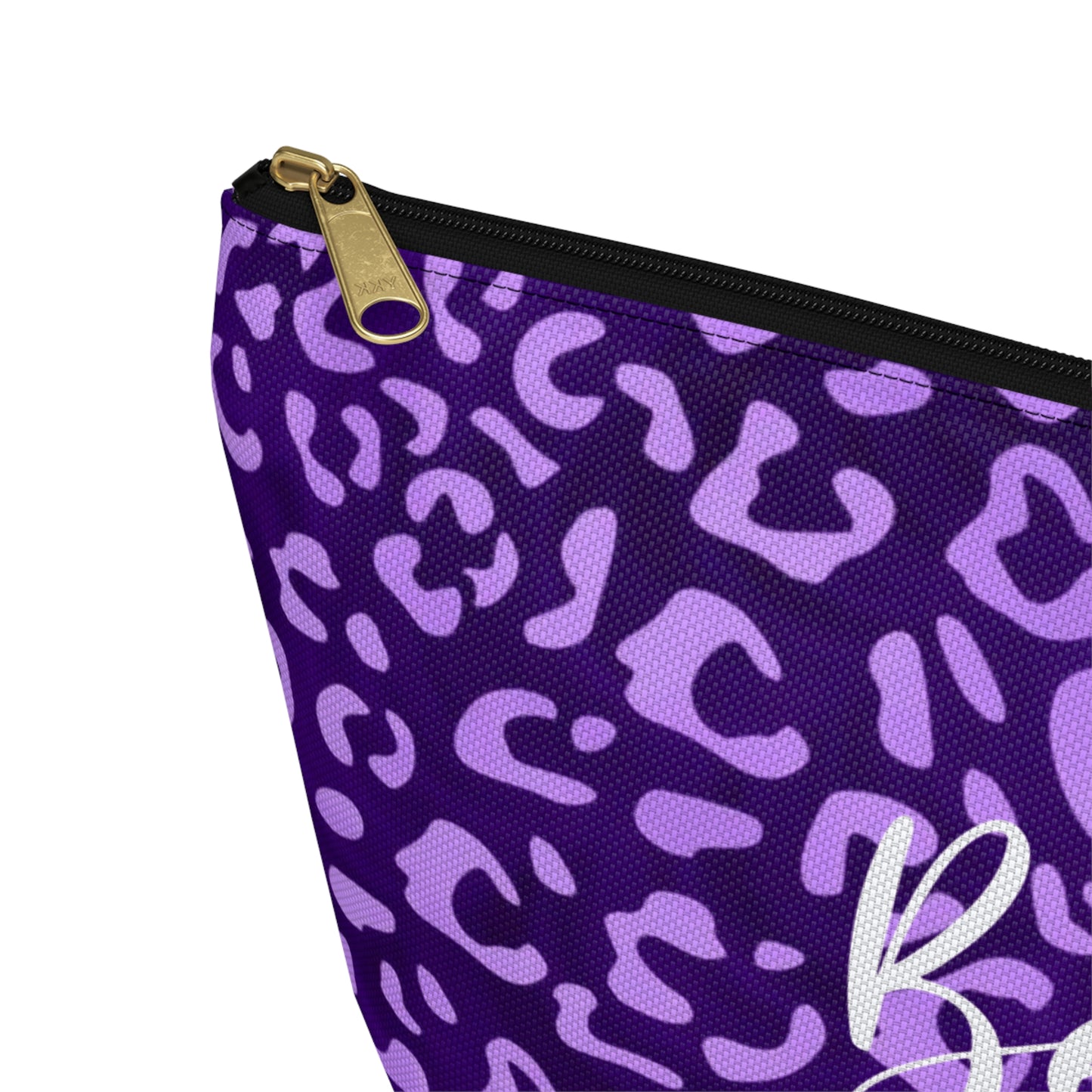 Leopard Print Makeup Bag / Personalized Purple Cosmetic Bag