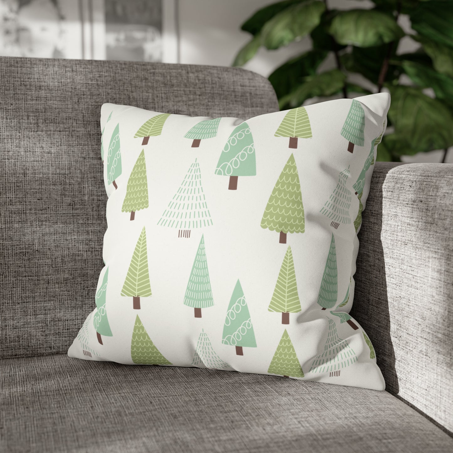 Green Christmas Tree Pillow Case