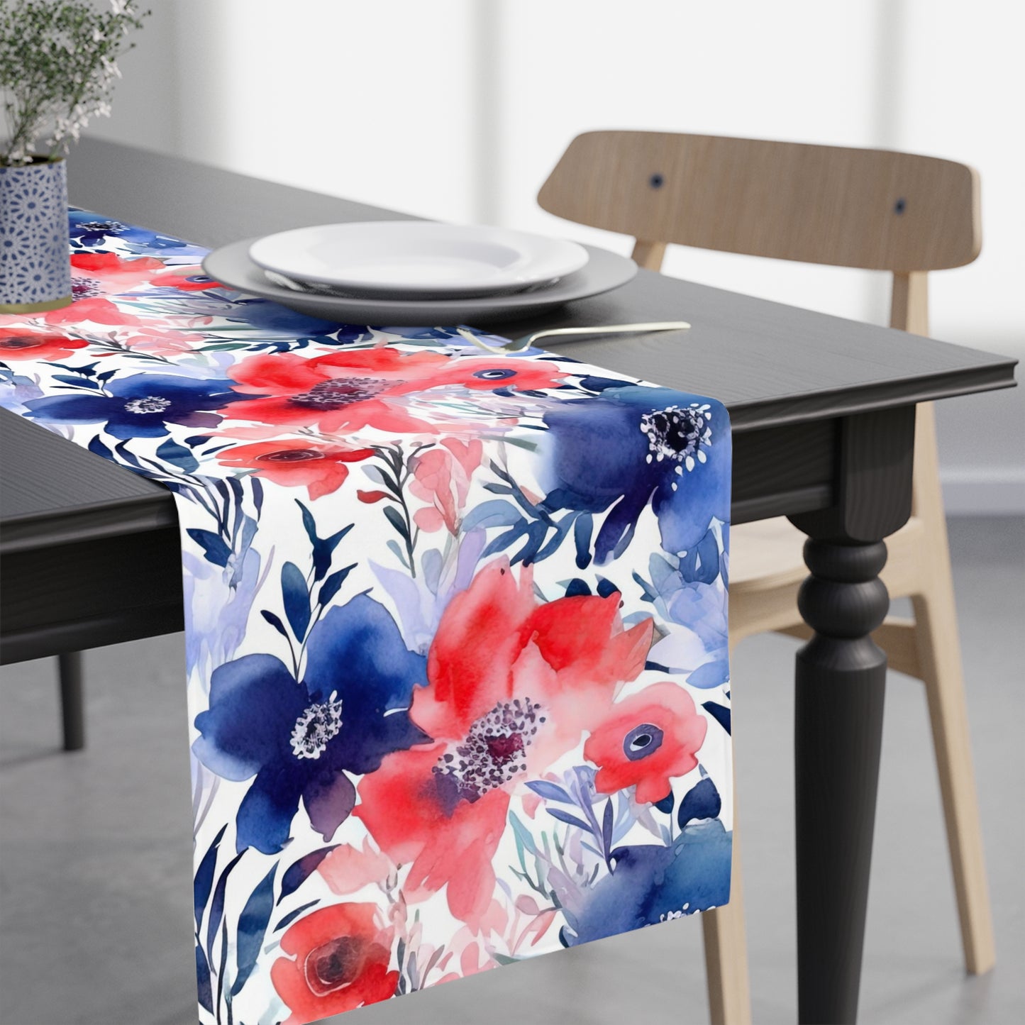 Floral Table Runner / Red Table Runner