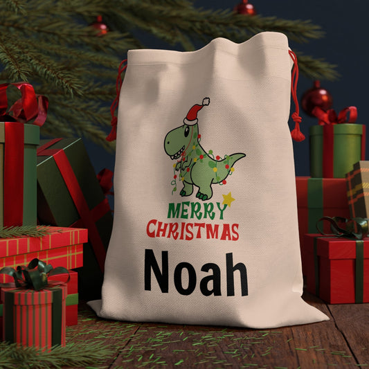 boys dinosaur christmas sac or bag