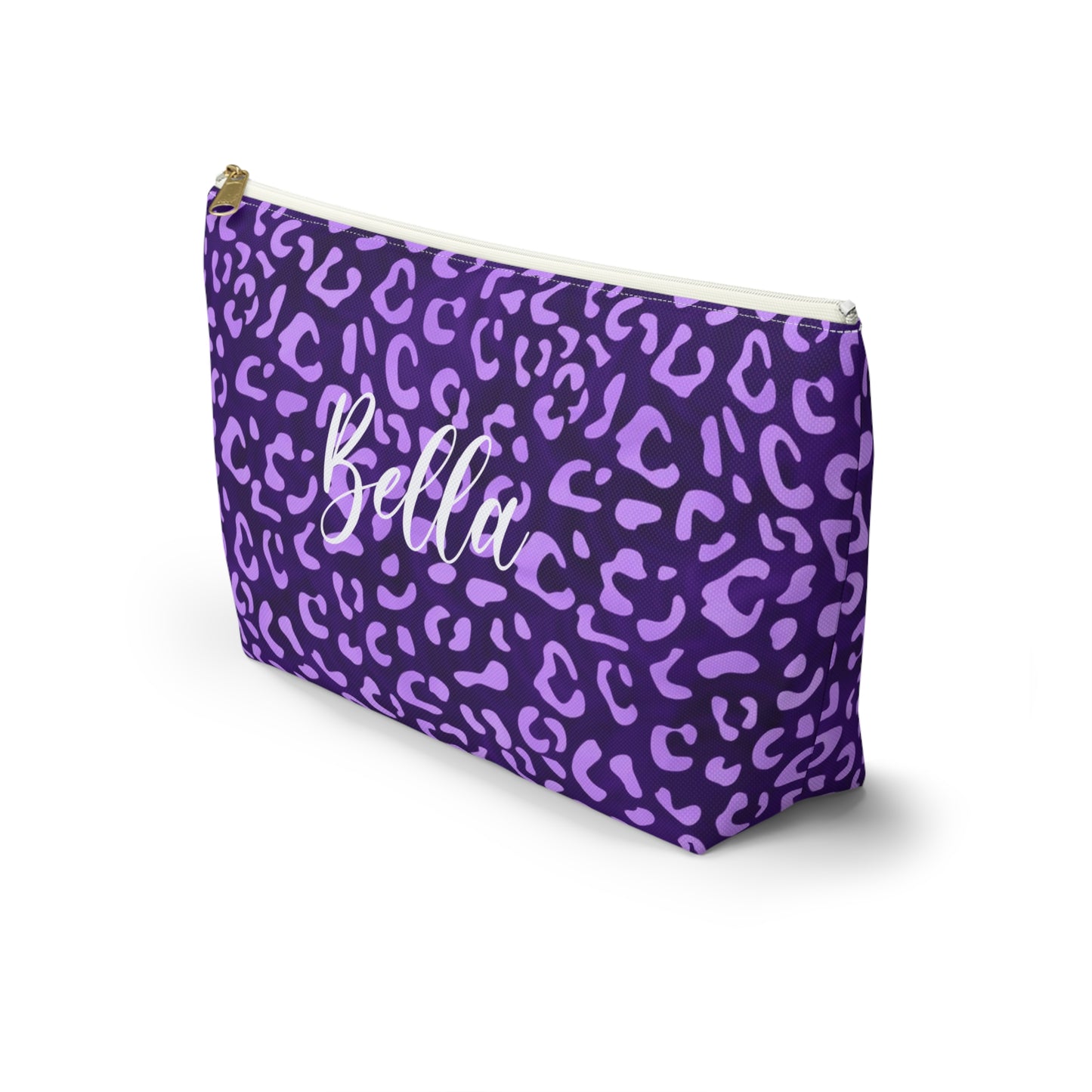 Leopard Print Makeup Bag / Personalized Purple Cosmetic Bag