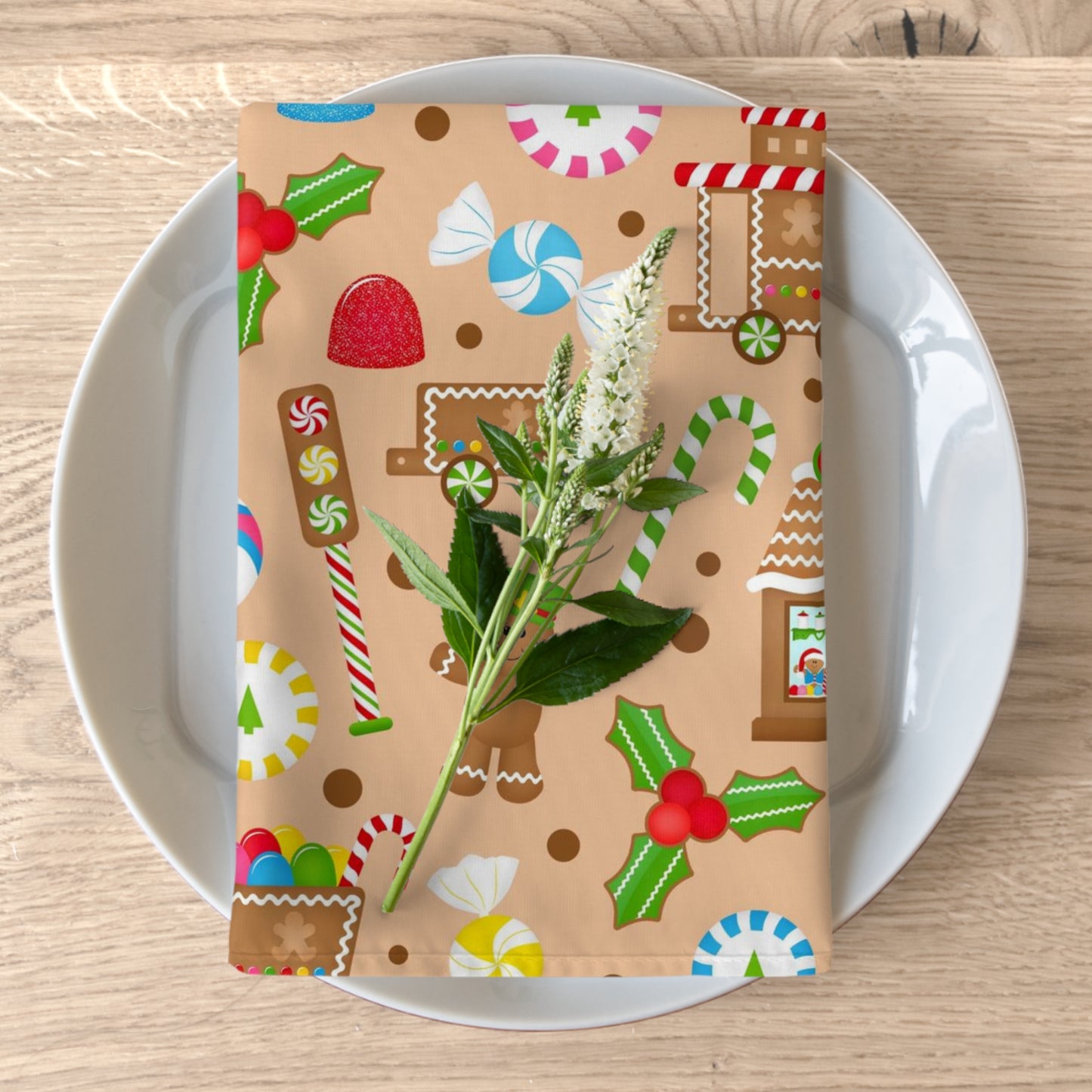 Christmas Gingerbread Napkins / Set of 2