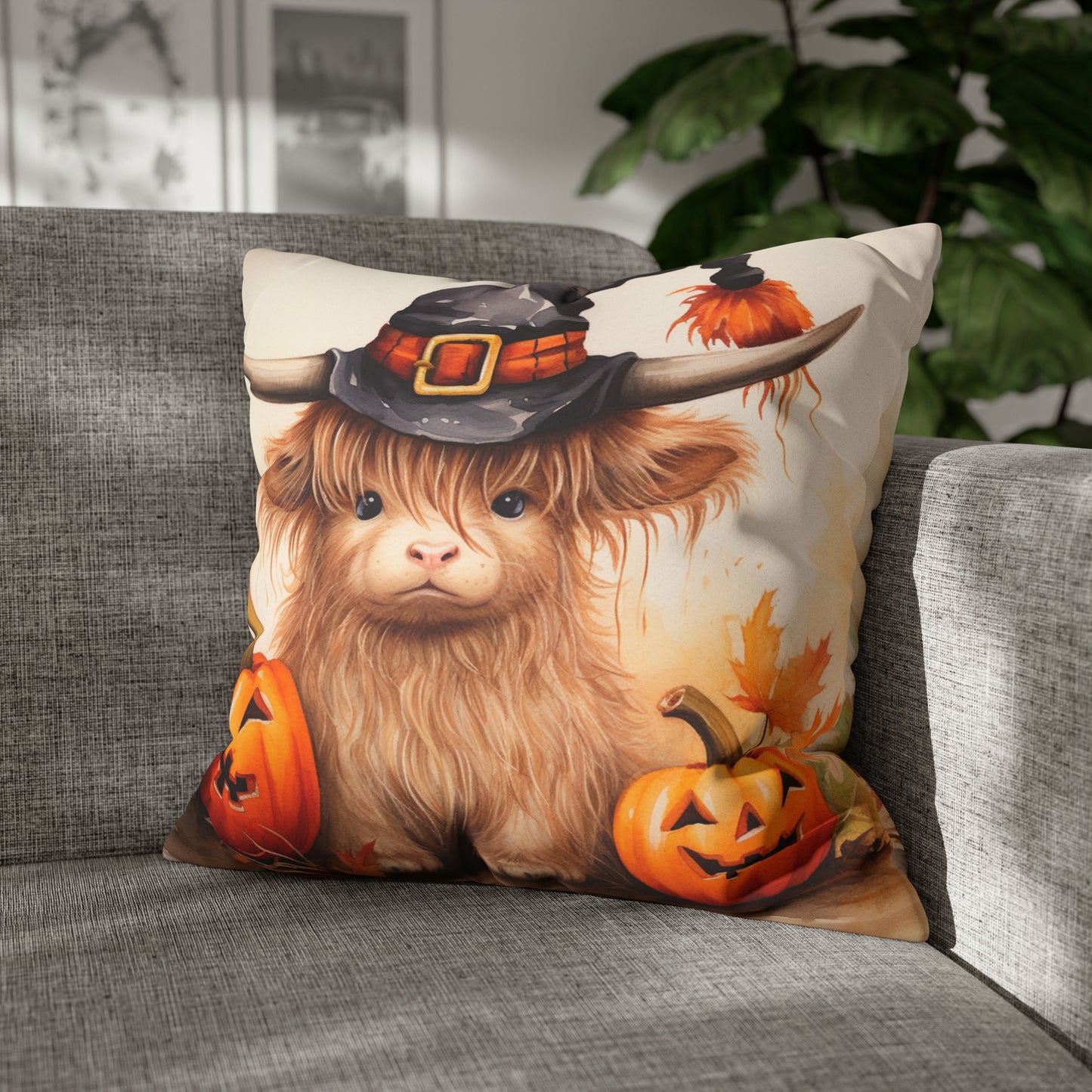 Halloween Highland Cow Pillow Case