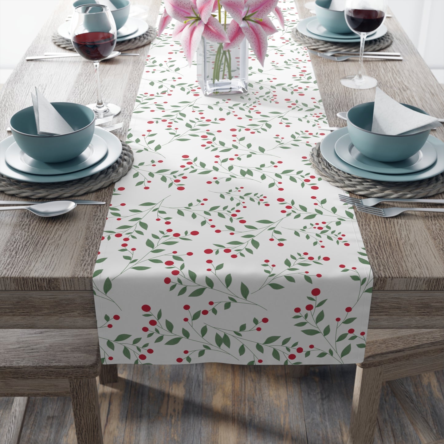 Christmas Table Runner / Christmas Berry Decor
