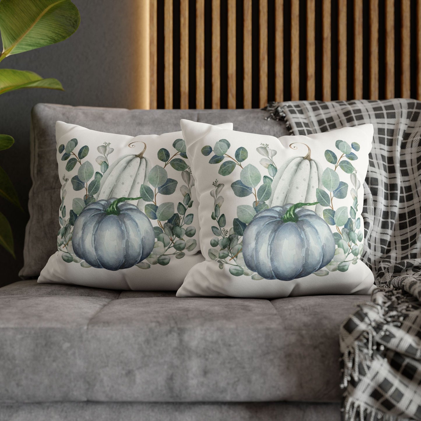 Fall Pillowcase / Blue Pumpkin Decor