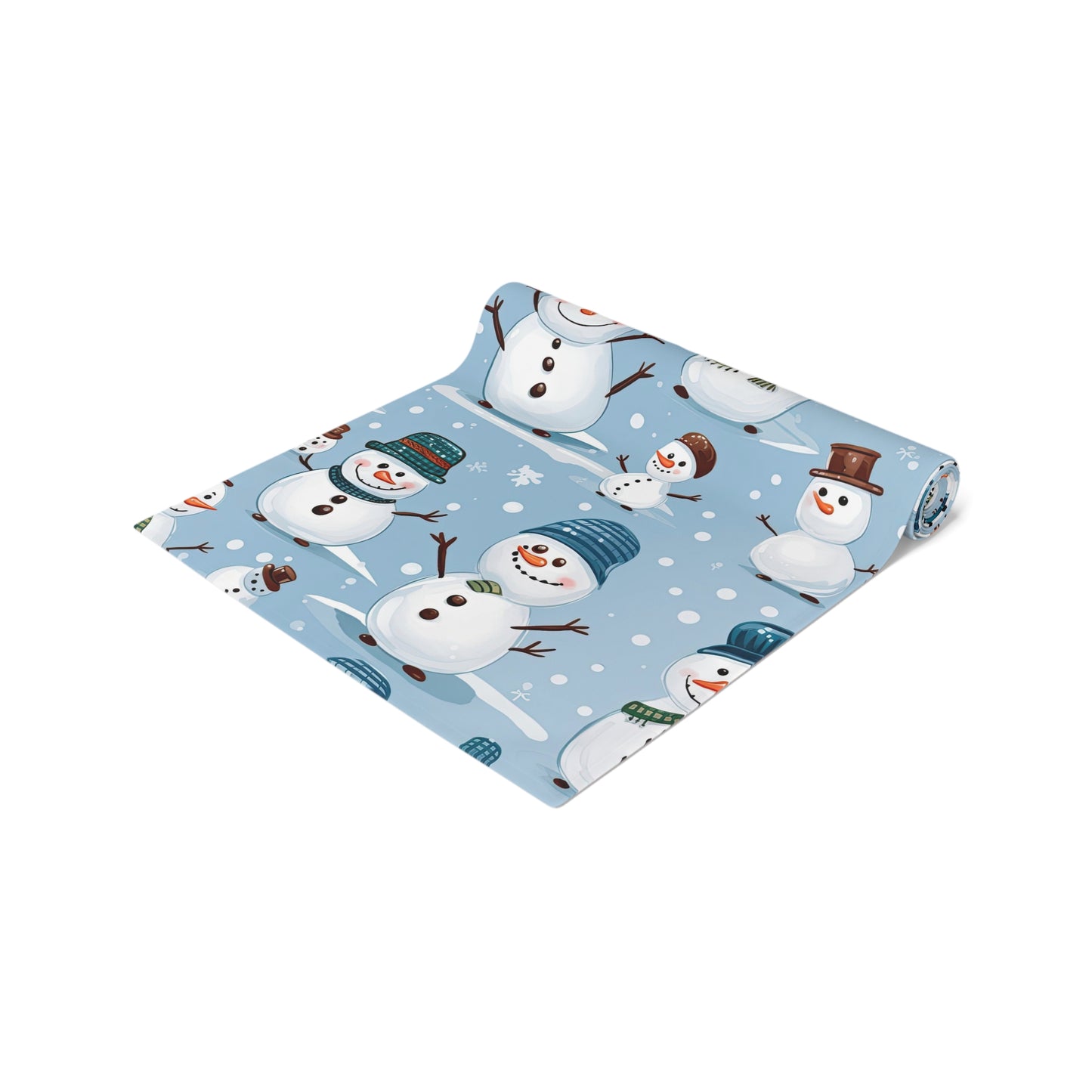 Blue Christmas Snowman Table Runner