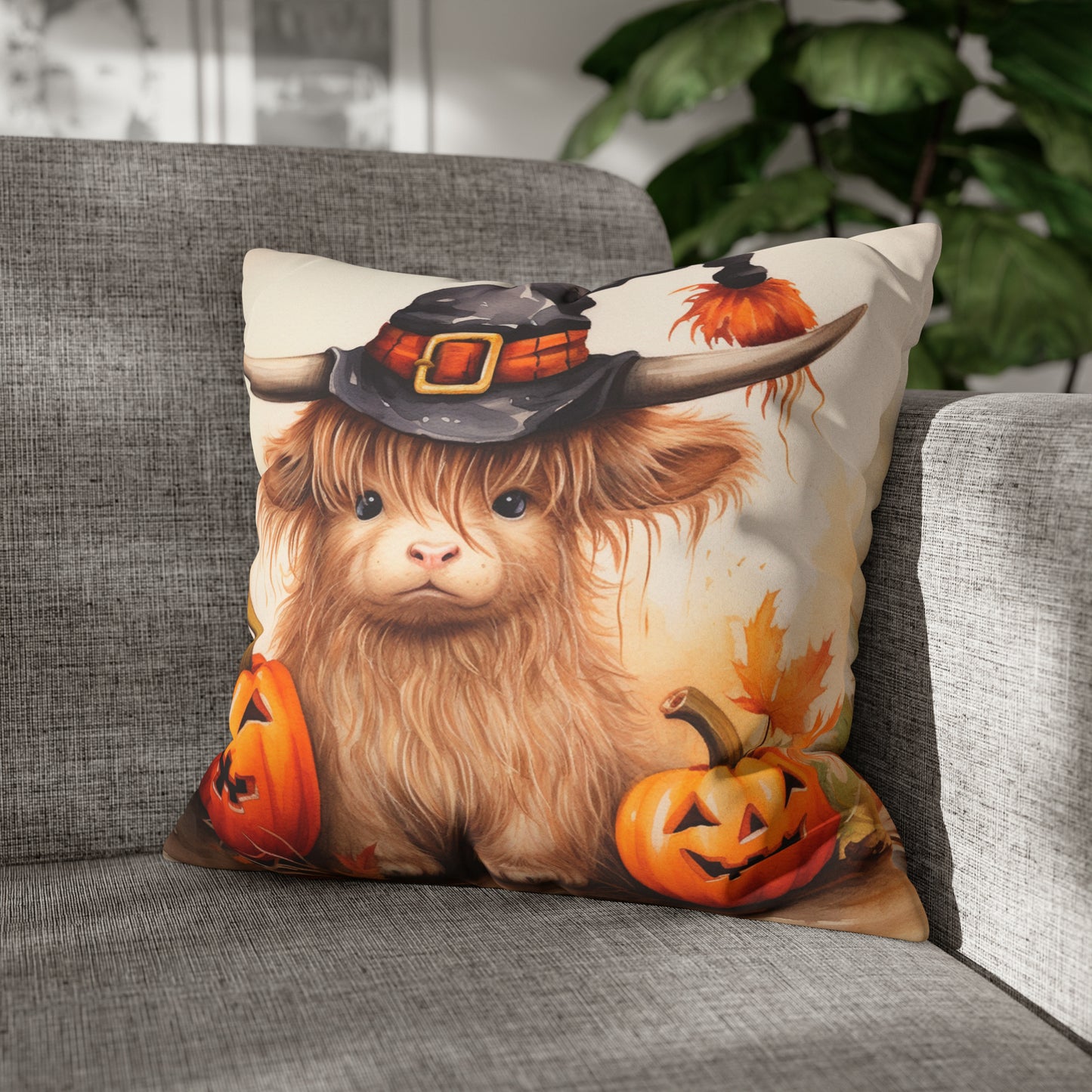 Halloween Highland Cow Pillow Case