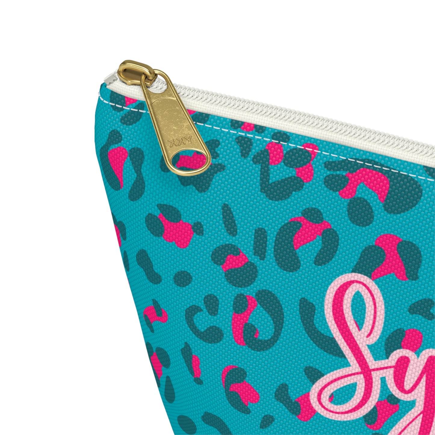 Personalized Blue Leopard Print Makeup Bag