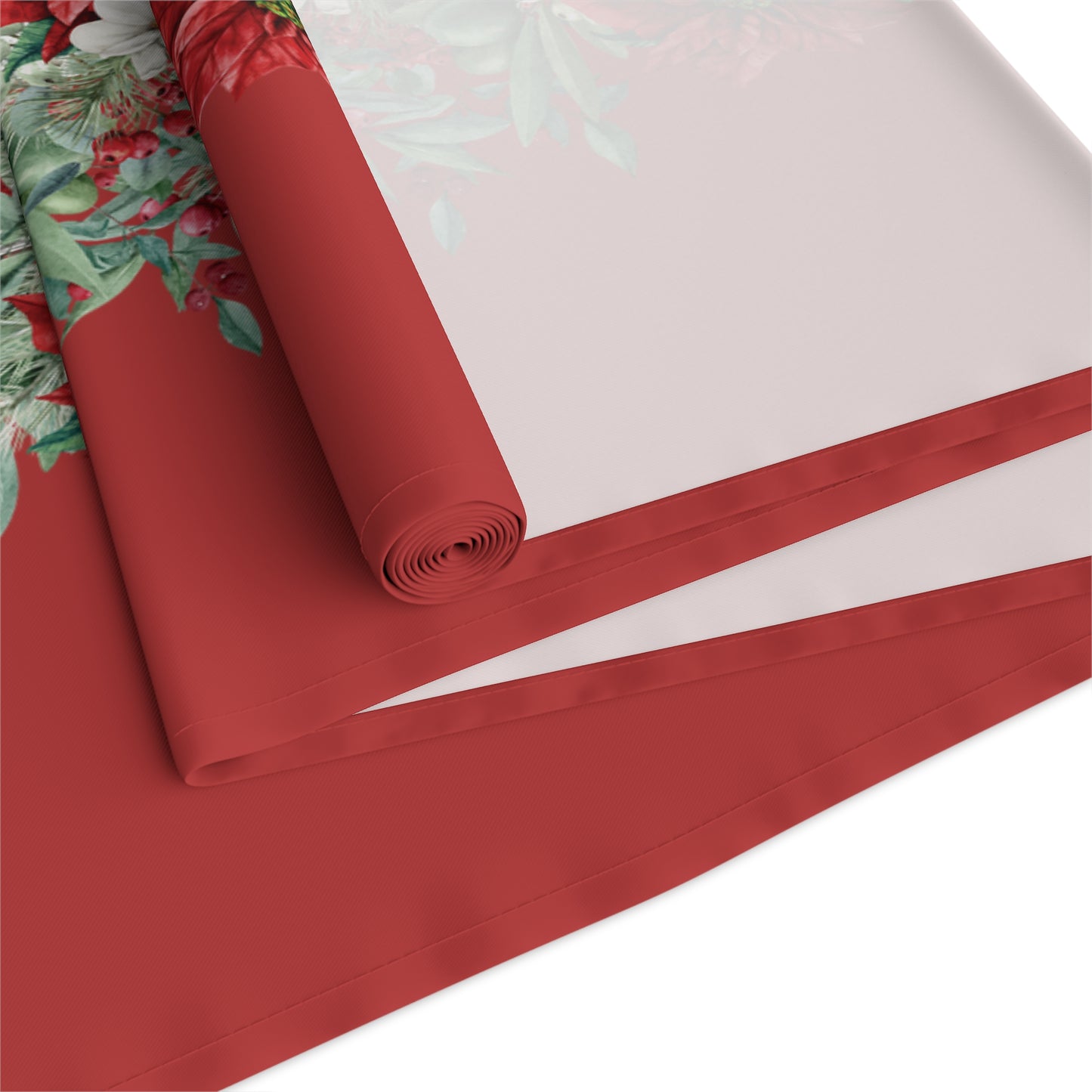 Christmas Red Poinsettia Table Runner