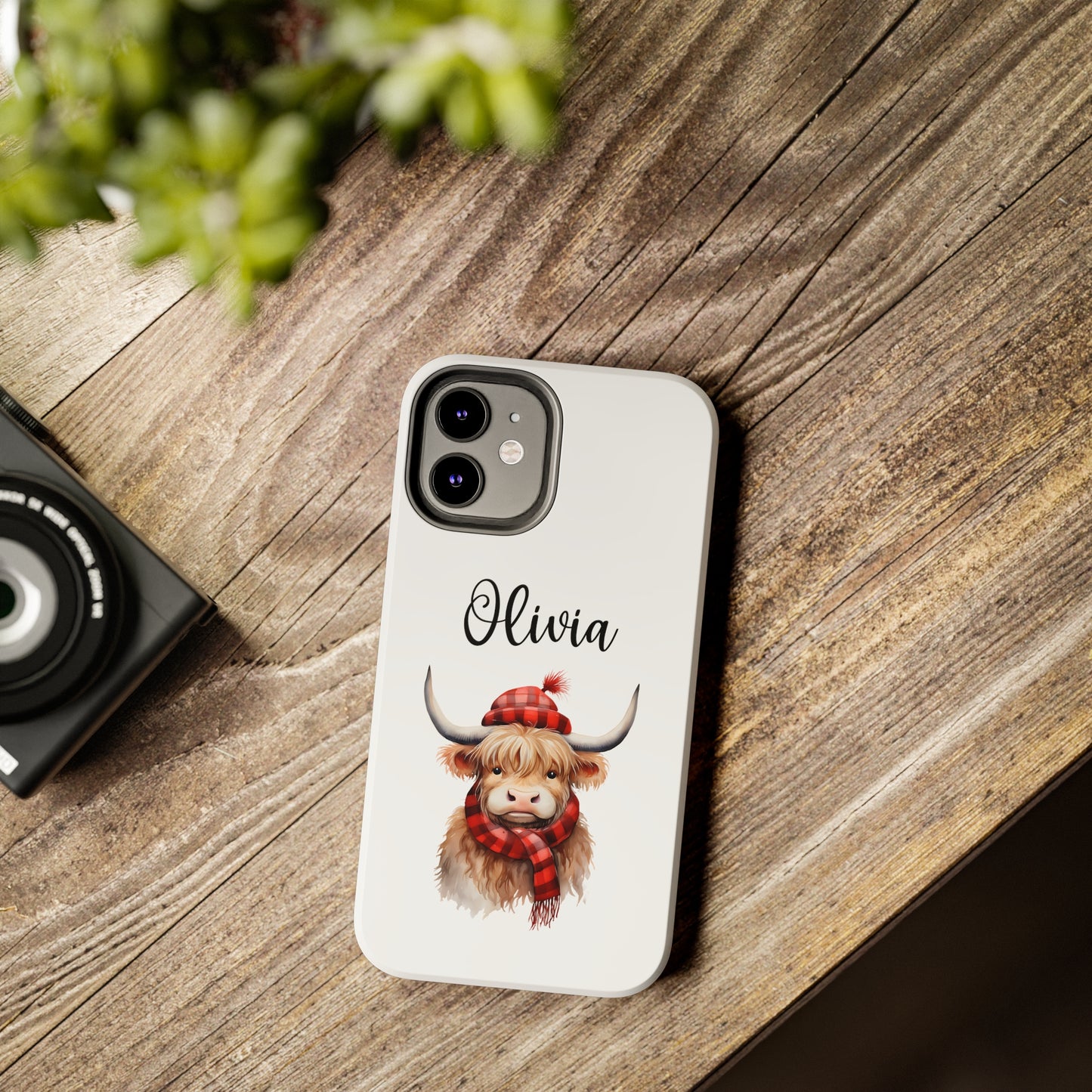 Personalized Christmas Highland Cow Phone Case