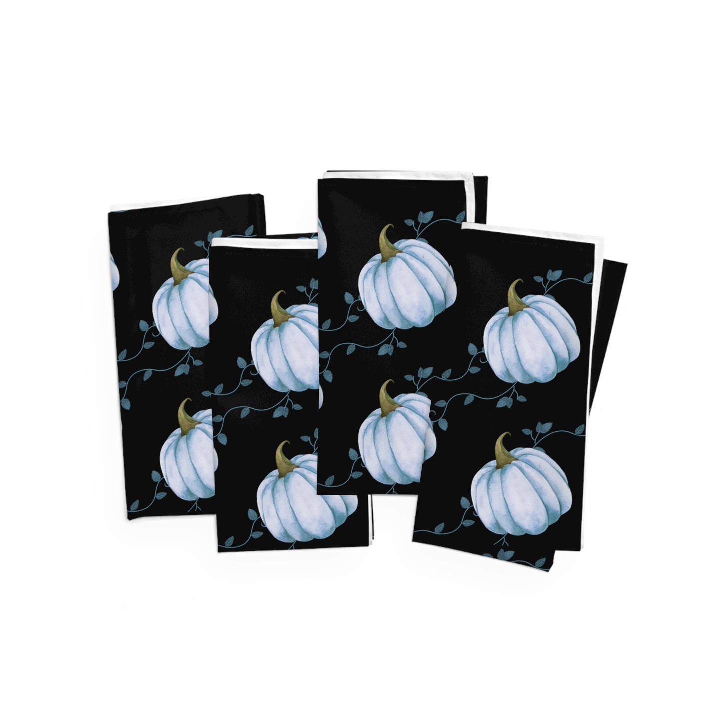 Fall Blue Pumpkin Napkins / Set of 4 Cloth Napkins