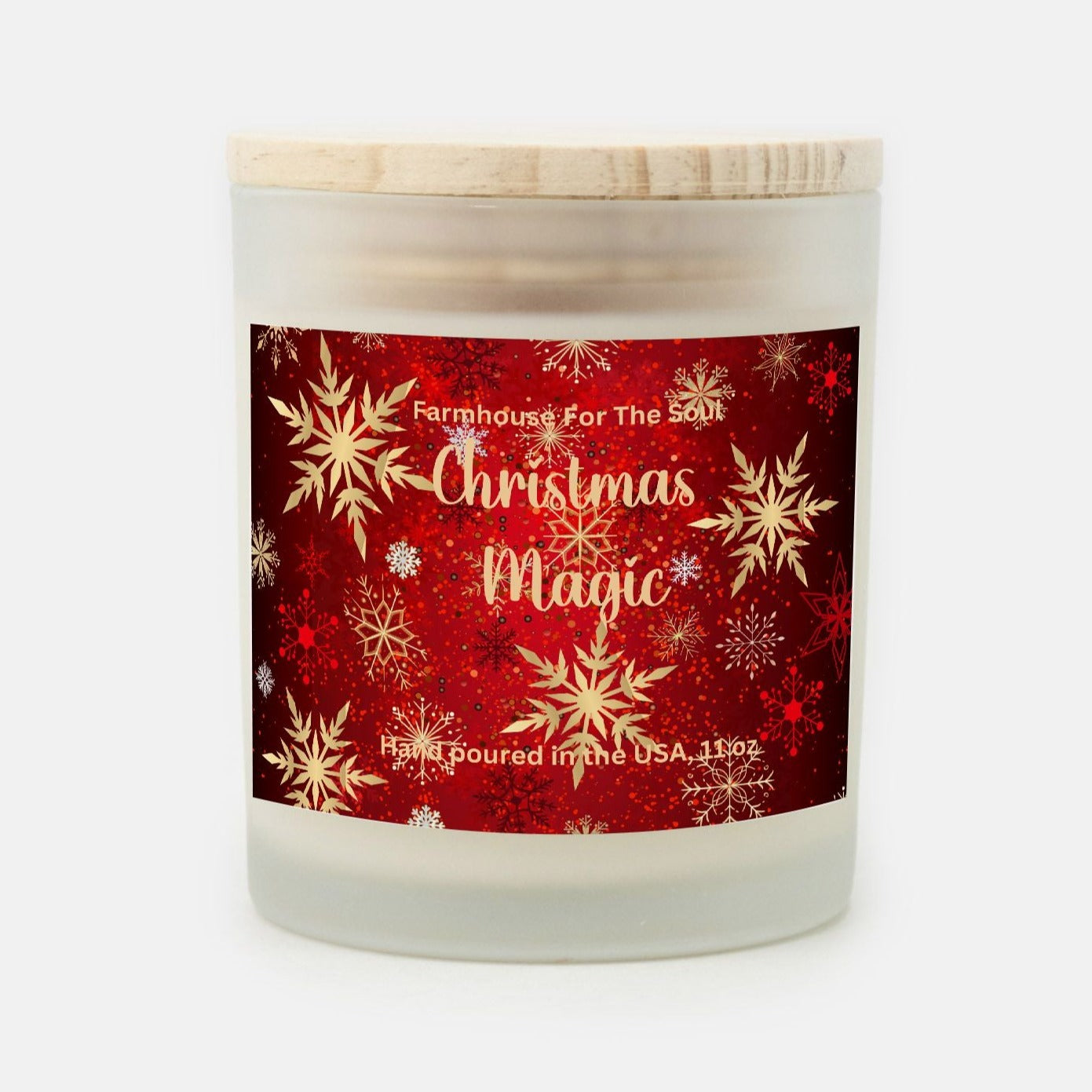 christmas red snowflake hand poured candle, 11 oz