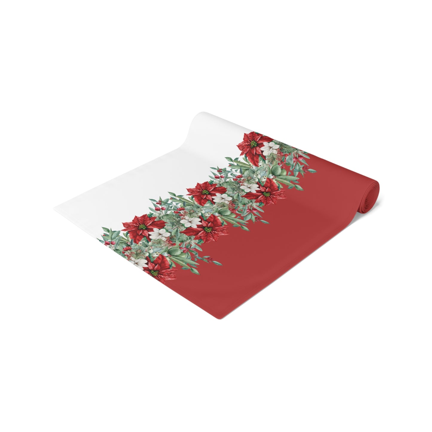 Christmas Red Poinsettia Table Runner