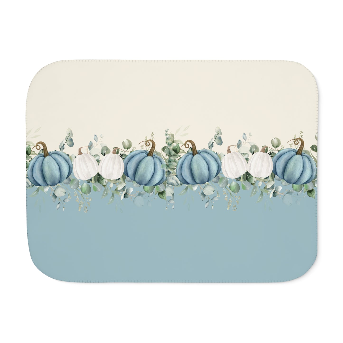 Blue Pumpkin Fall Sherpa Blanket