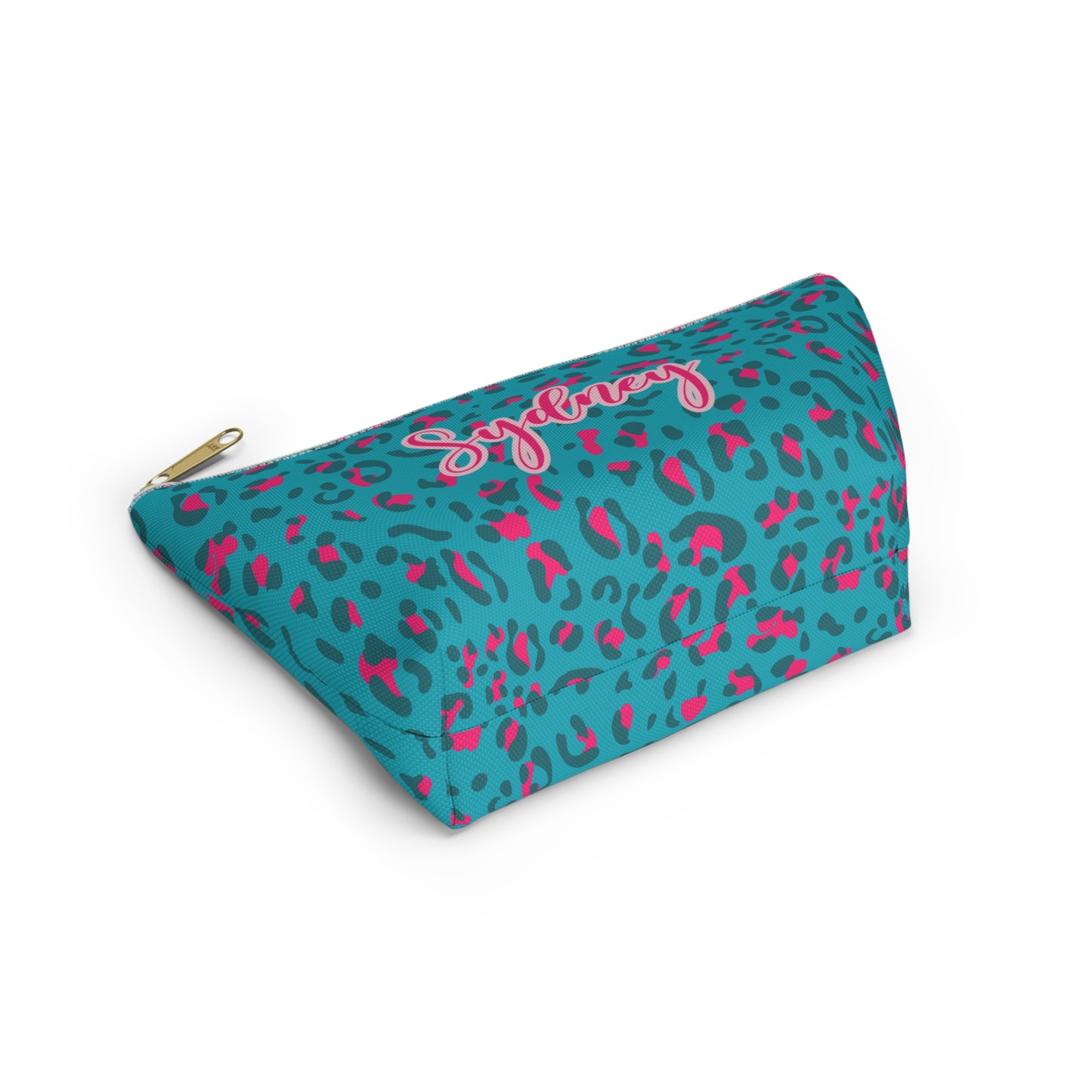 Personalized Blue Leopard Print Makeup Bag
