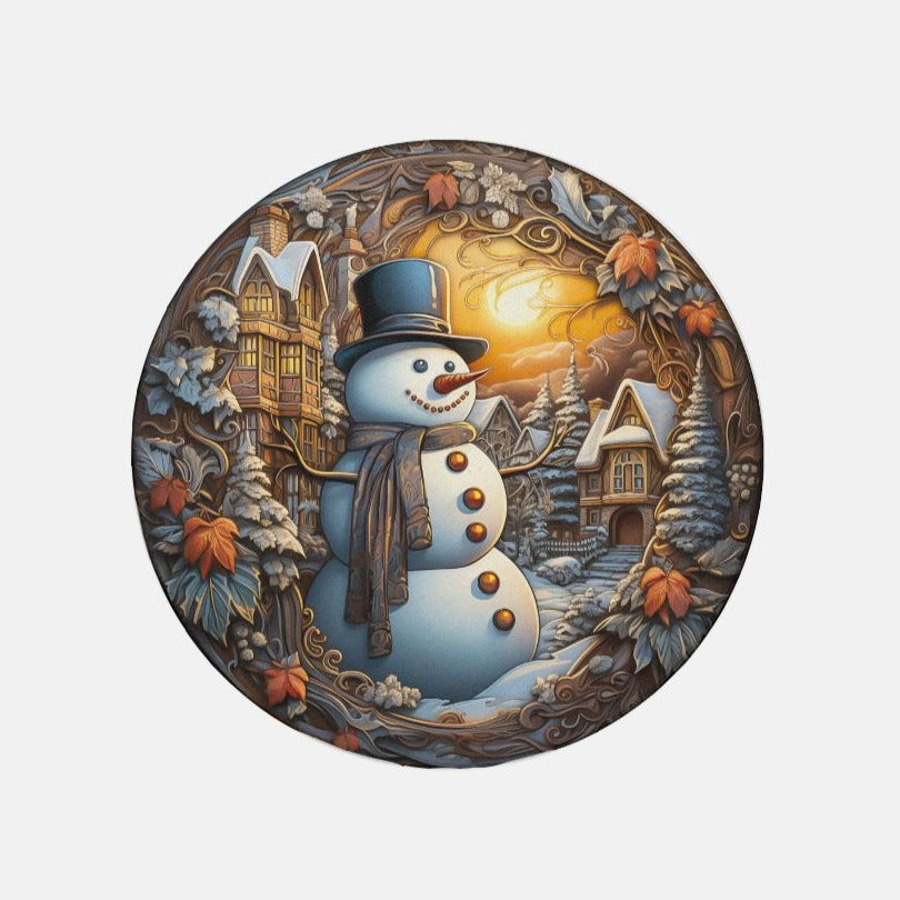 vintage snowman round coasters, set of 4