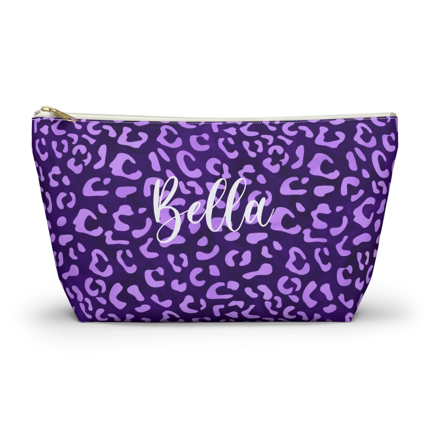 Leopard Print Makeup Bag / Personalized Purple Cosmetic Bag