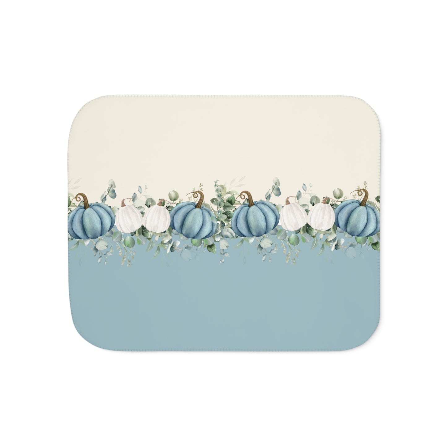 Blue Pumpkin Fall Sherpa Blanket