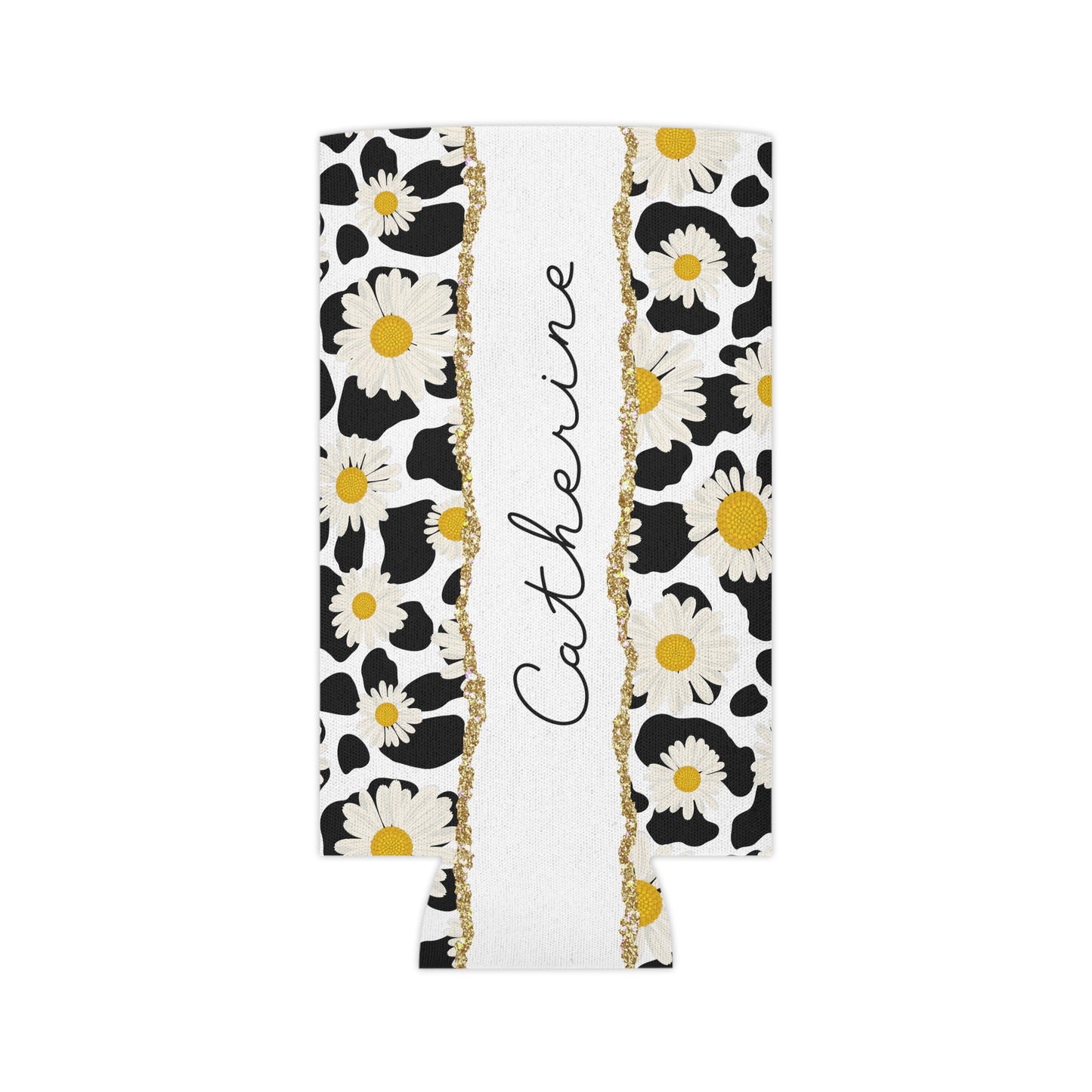 Personalized Cow Print Can Koozie / Daisy Can Cooler