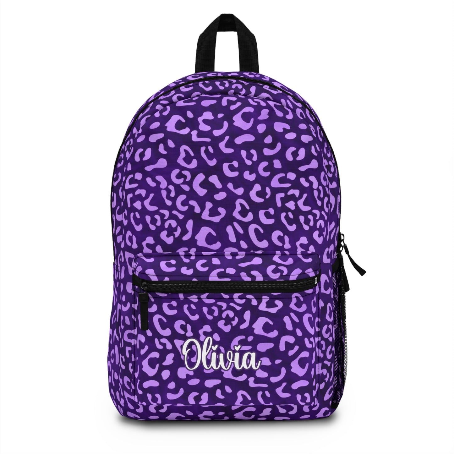 personalized girls purple leopard print backpack for back to school