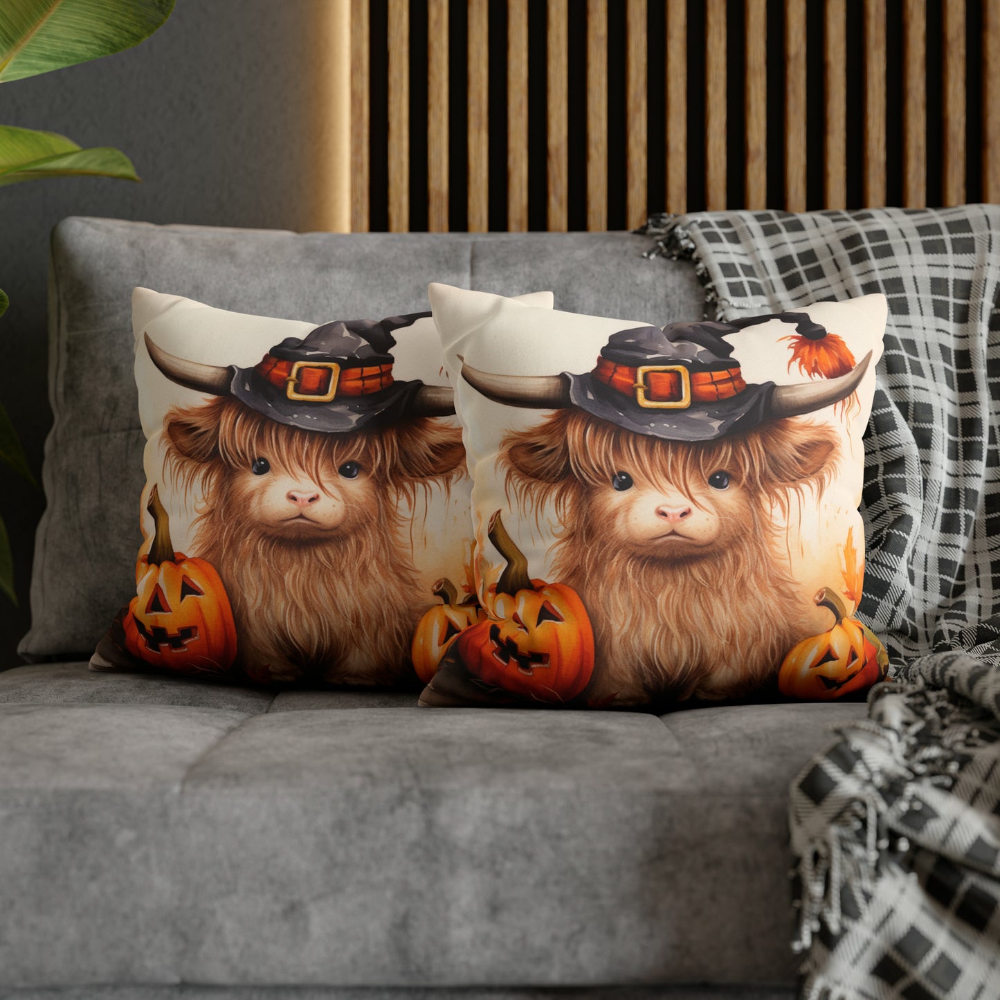 Halloween Highland Cow Pillow Case