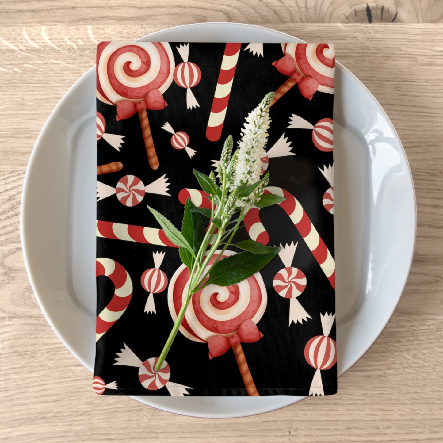 Christmas Cany Cane Napkins / Set of 4