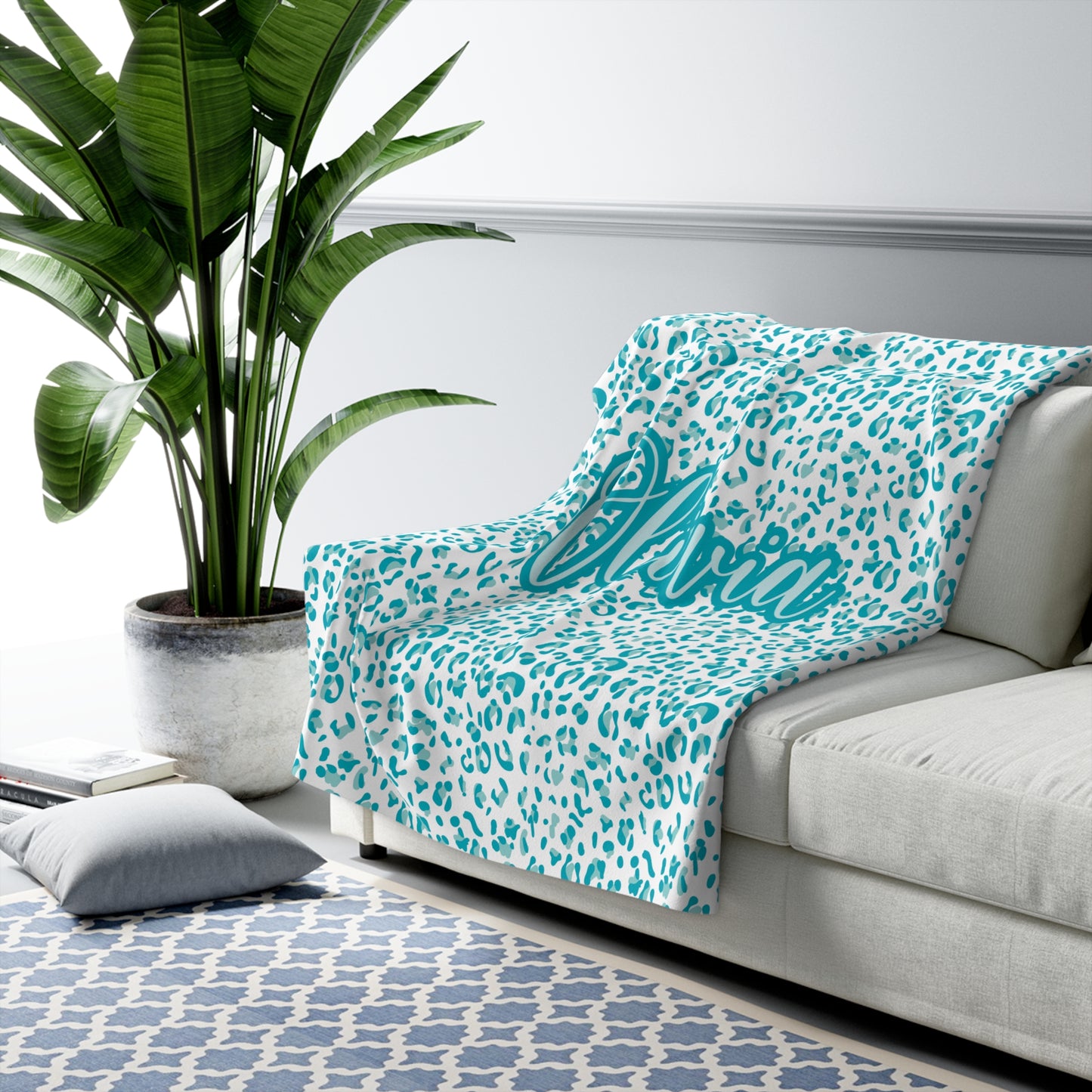 Personalized Sherpa Blanket / Leopard Print Blanket