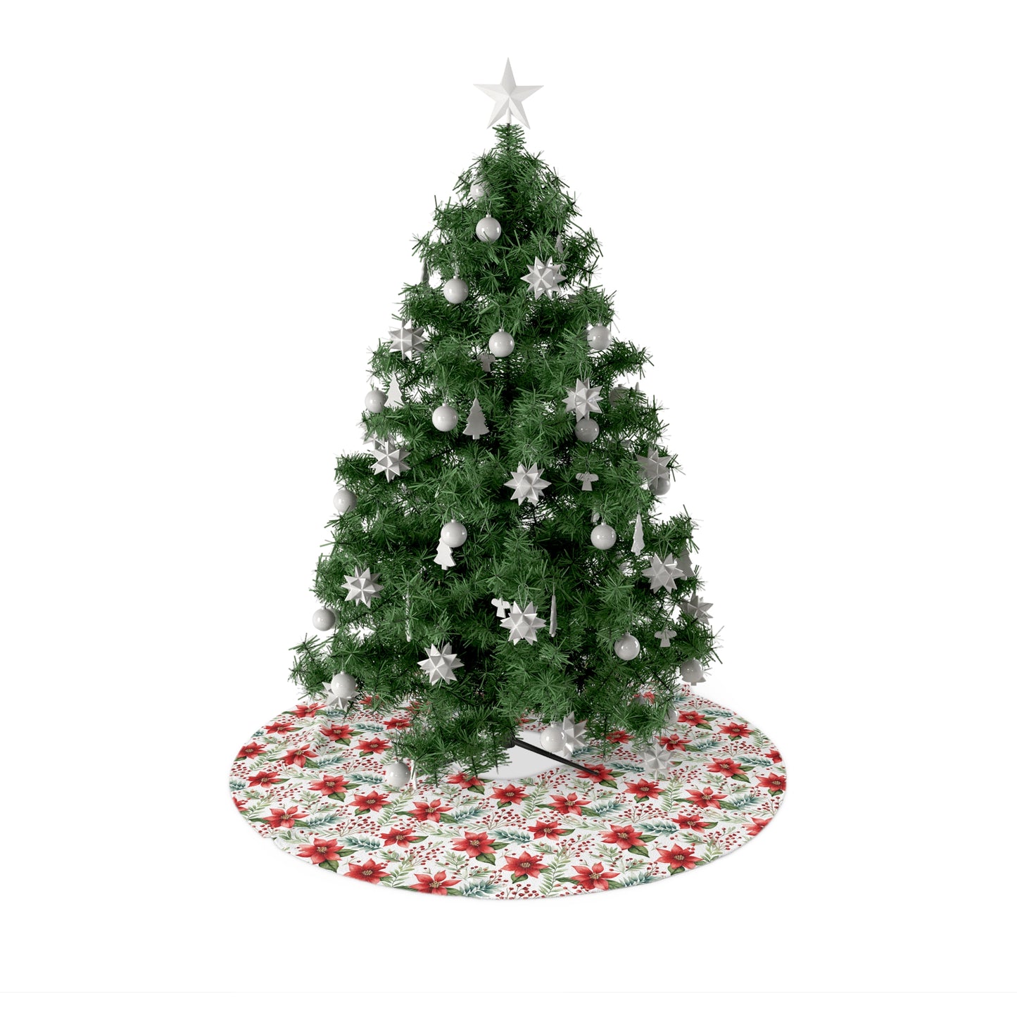 red poinsettia christmas tree skirt