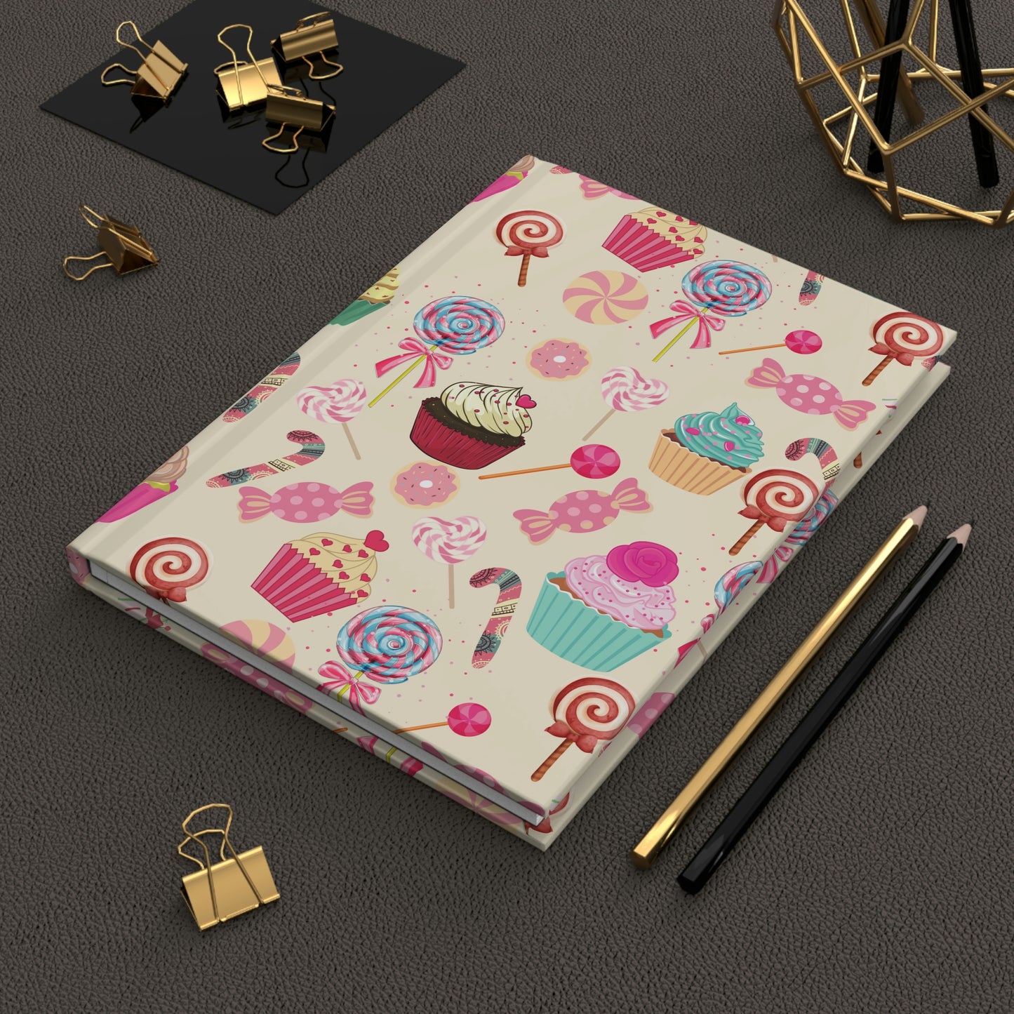 Pink Candy Hard Cover Journal / Cupcake Journal