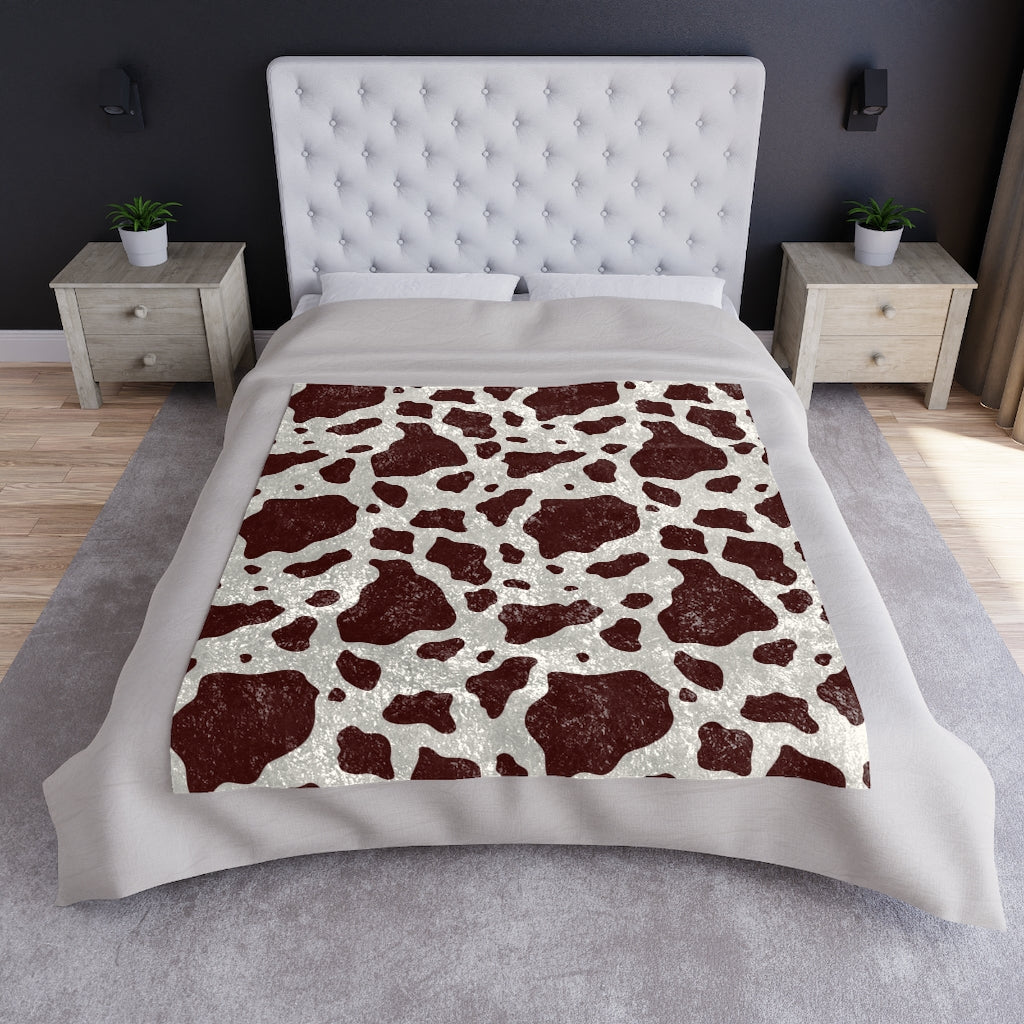Crushed Velvet Blanket / Cow Print Blanket