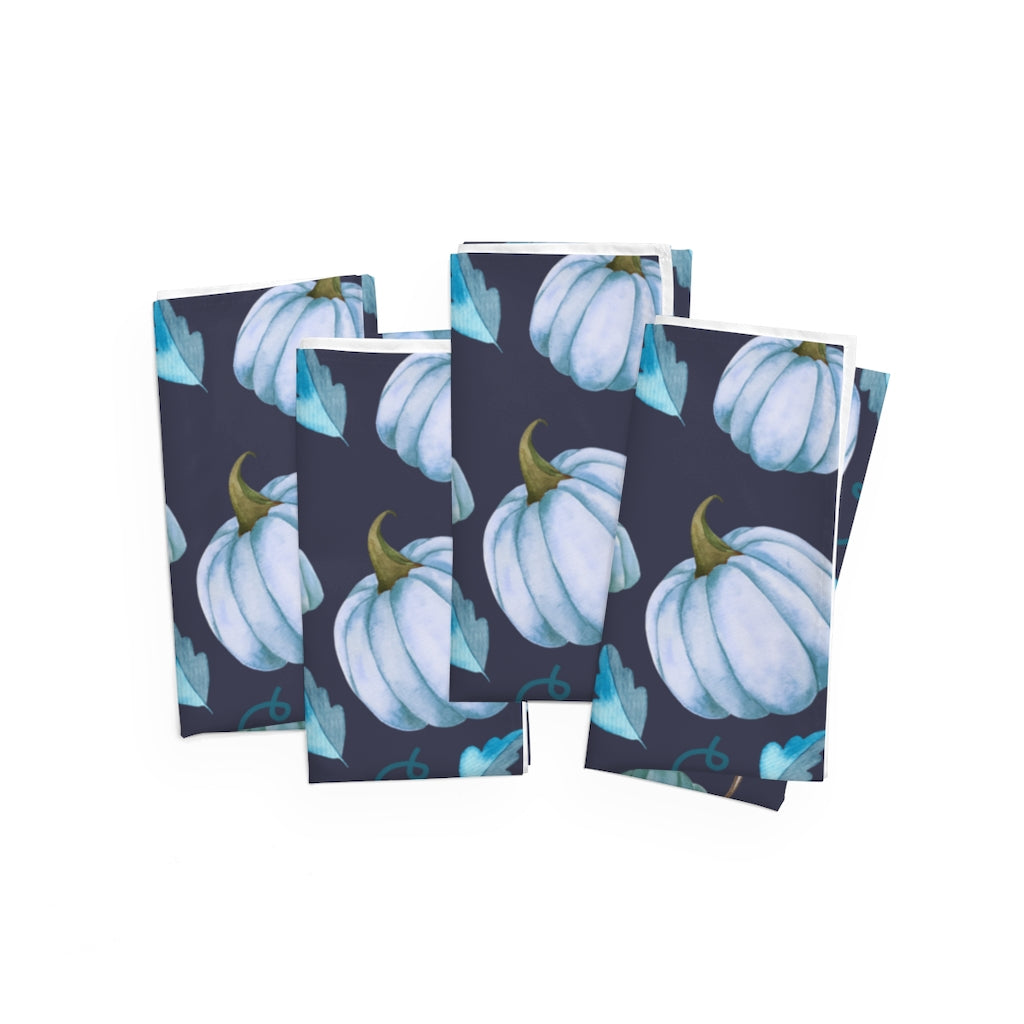 Navy Blue Pumpkin Napkins / Fall Dinner Napkins