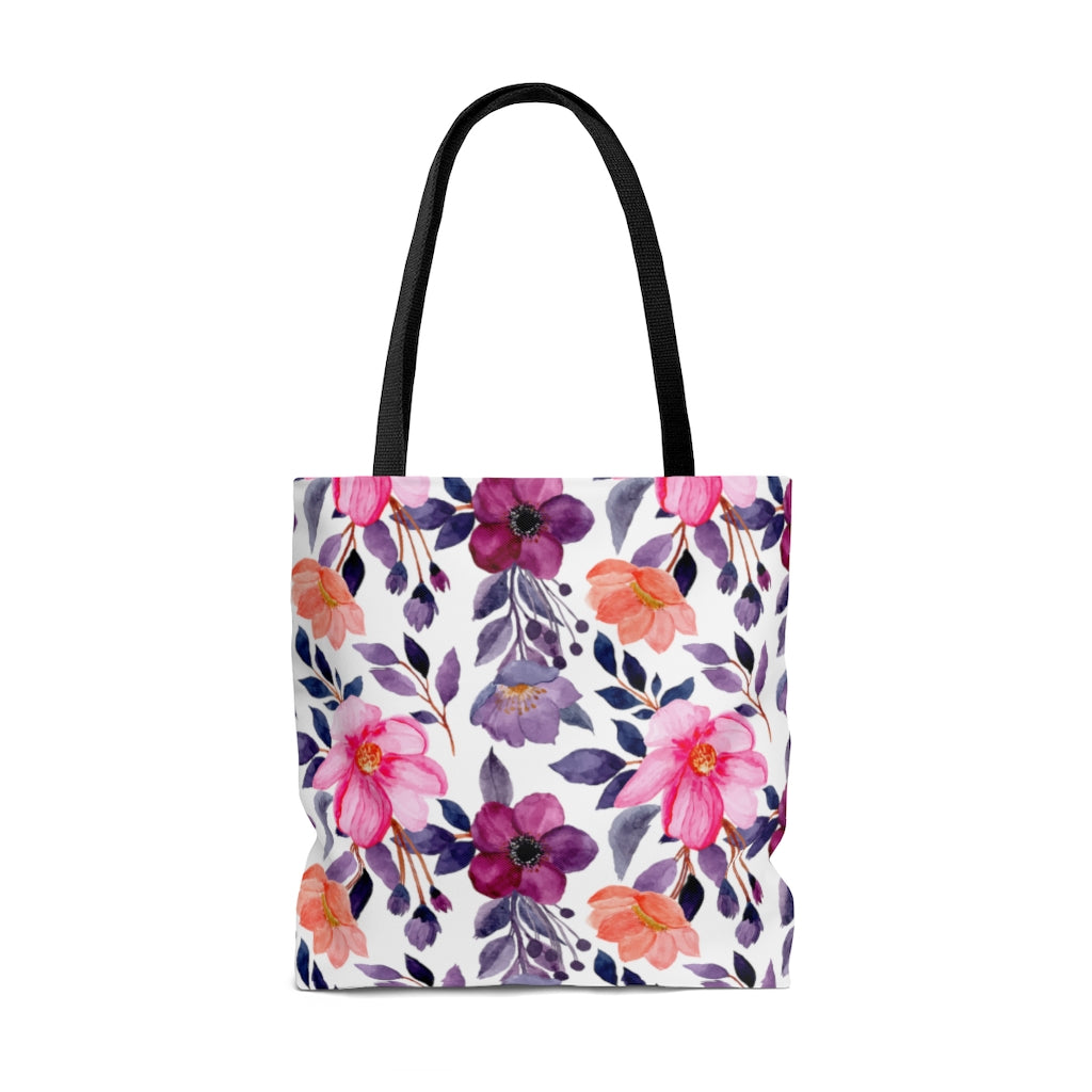Summer Floral Tote Bag / Purple Flower Tote Bag