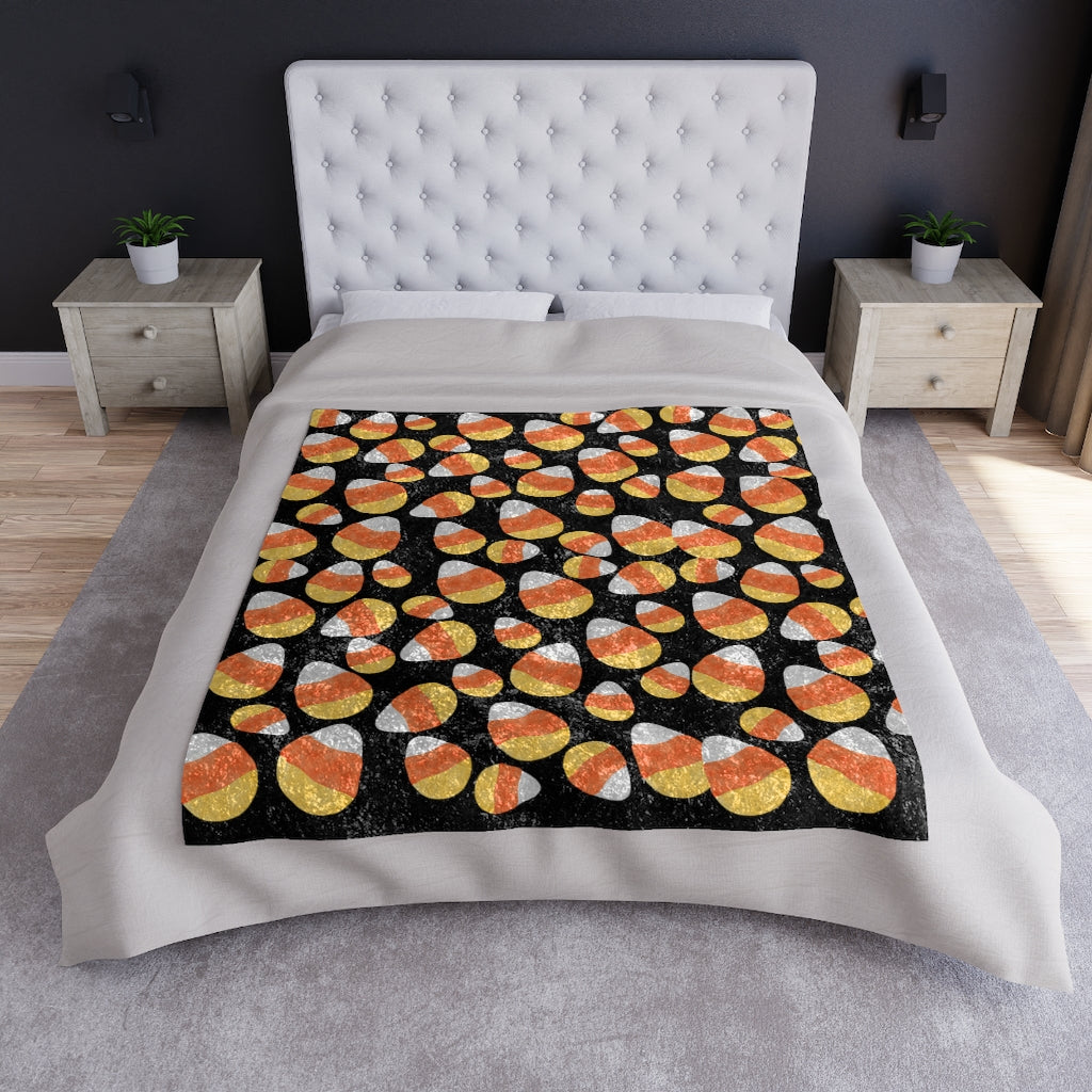 Halloween Candy Corn Blanket / Crushed Velvet Blanket