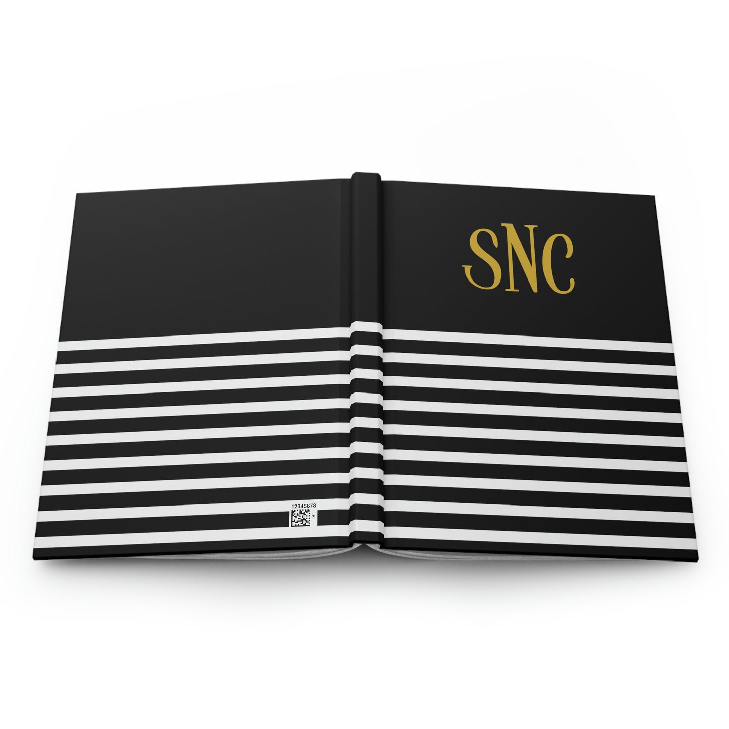 Personalized Journal, Black and White Stripe Notebook