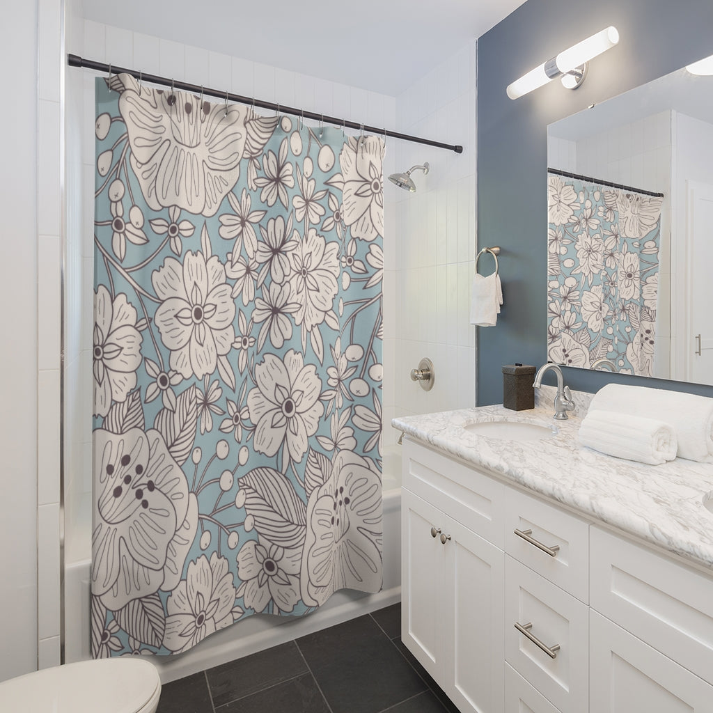 Floral Shower Curtain / Blue Shower Curtain