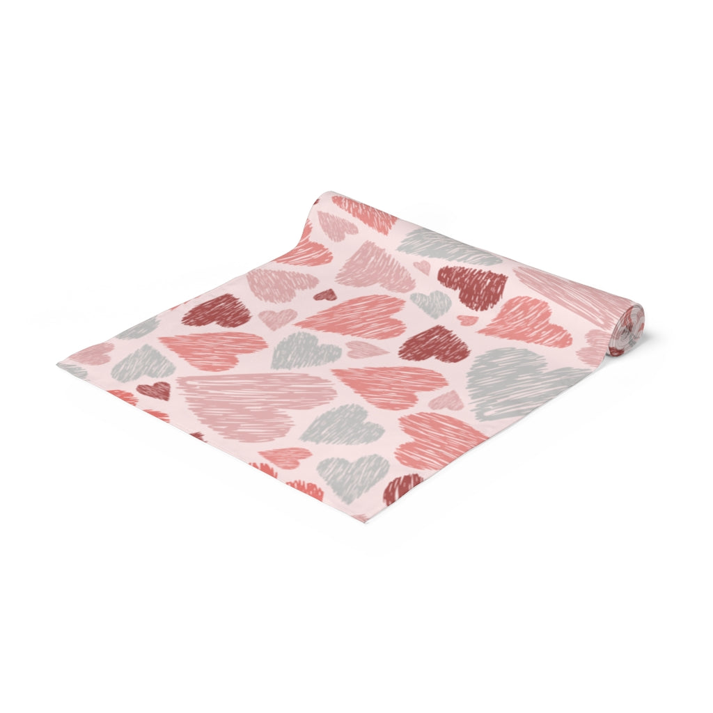 Valentines Day Table Runner / Pink Heart Table Runner