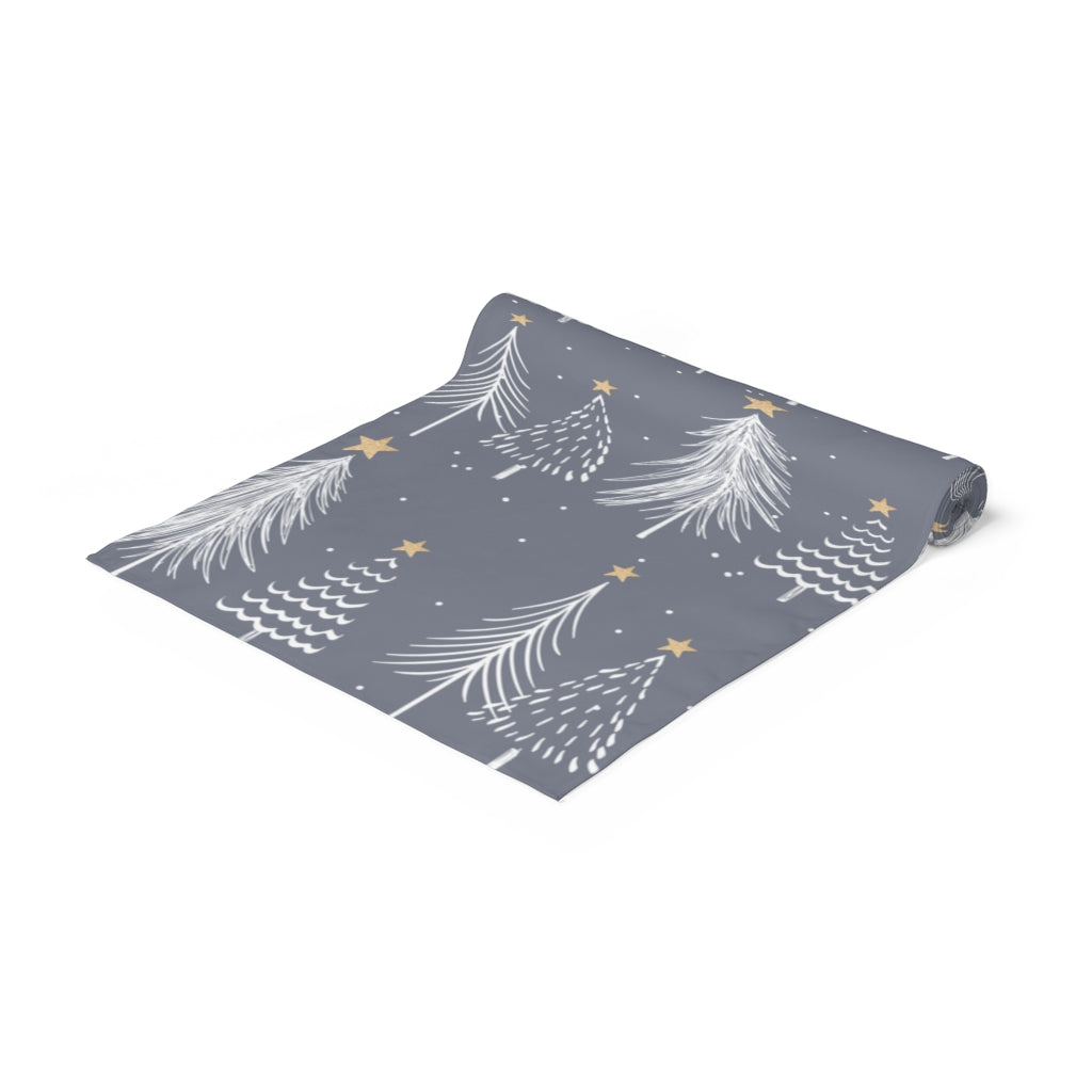 Christmas Table Runner / Christmas Tree Decor / Grey Table Runner
